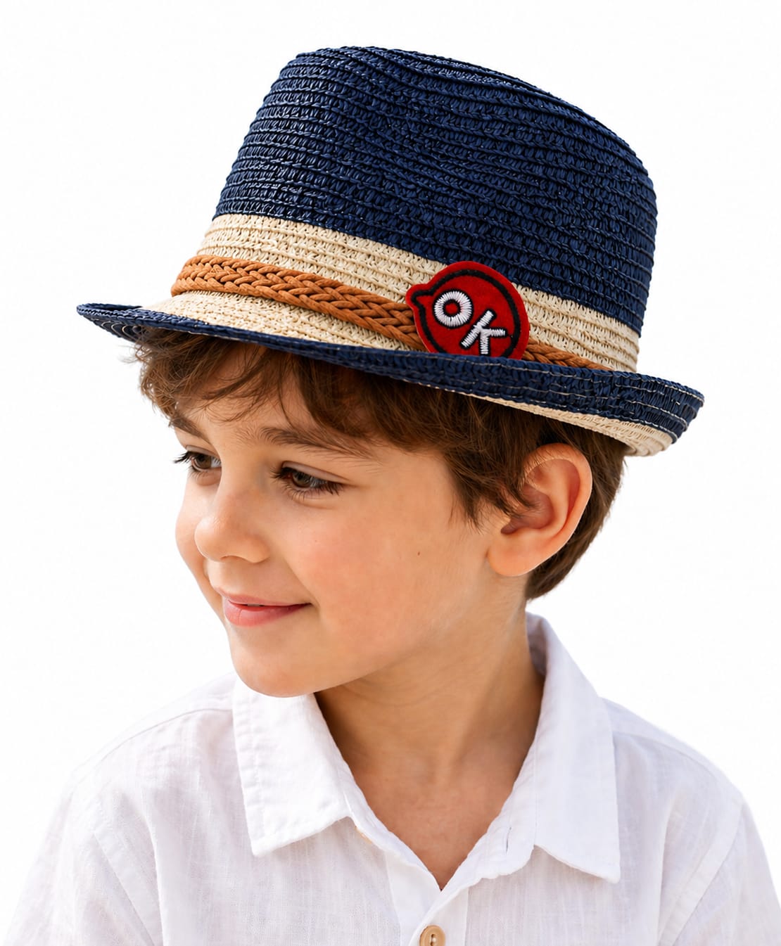 Vritraz Woven OK Patch Design Bucket Hat - Blue - Circumference 52-56 Cm-image-36