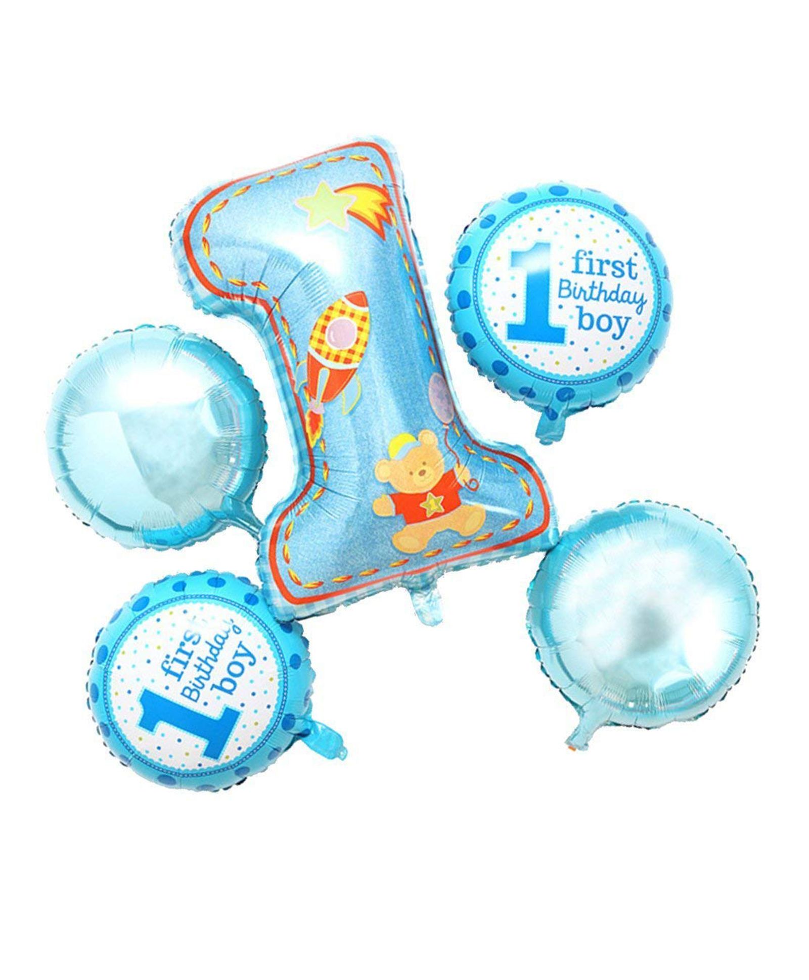 Shopperskart First Birthday Foil Balloon Pack of 5 - Blue-image-2
