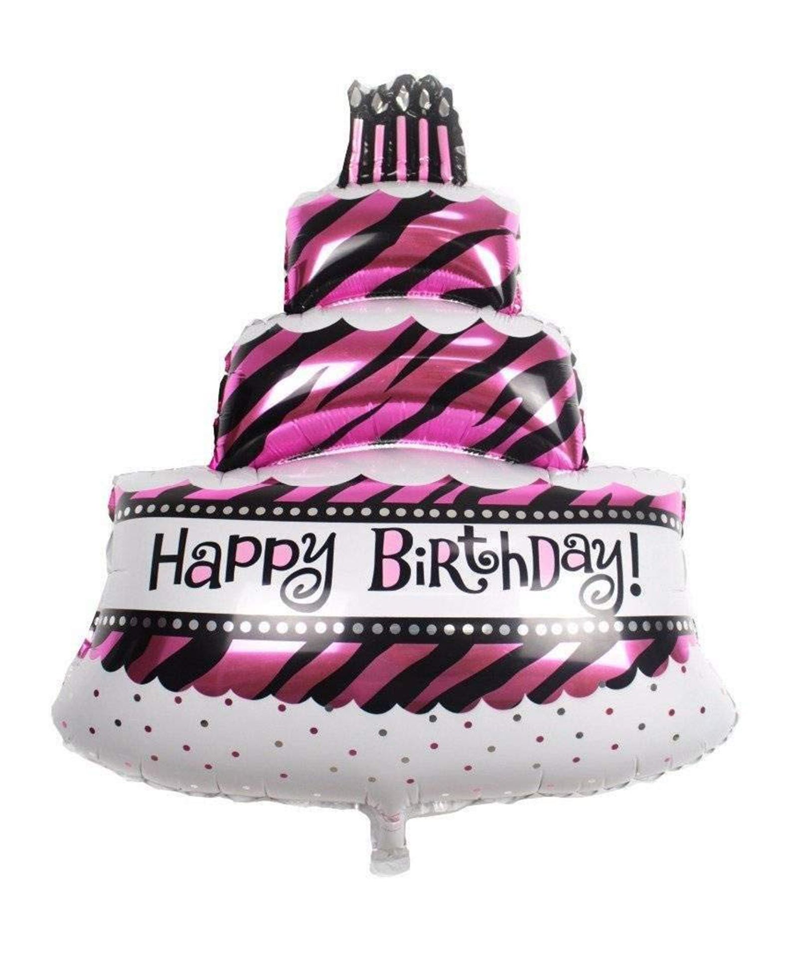 Shopperskart Three Tier Happy Birthday Cake Foil Balloon - Pink & Black-image-19