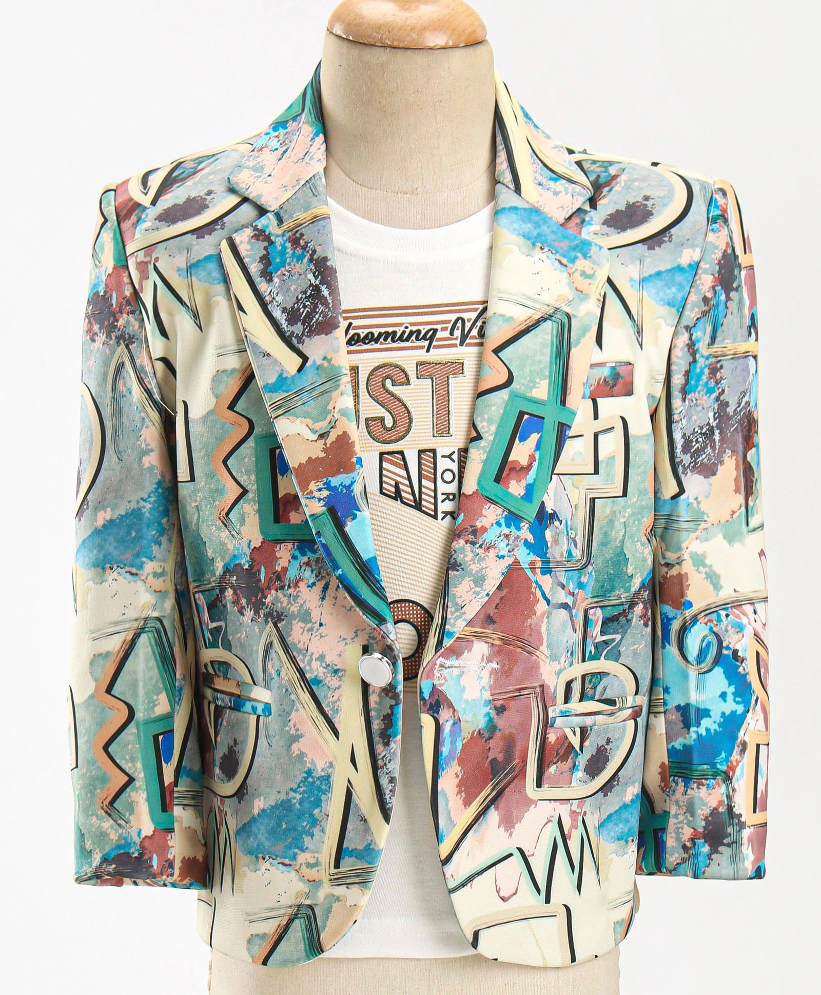 Dapper Dudes Full Sleeves Text Printed Blazer With Tee - Yellow-image-22
