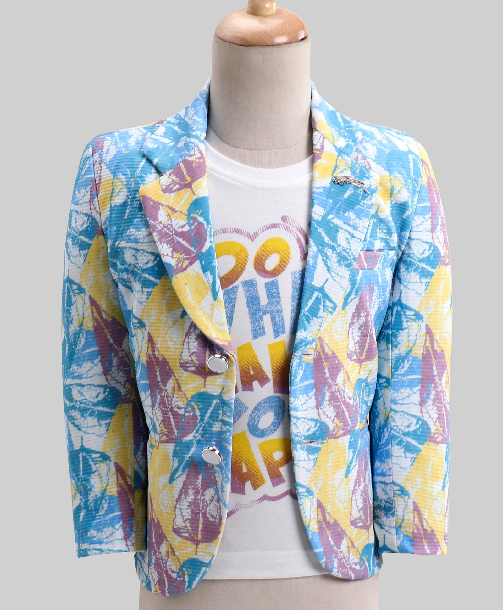 Dapper Dudes Woven Full Sleeves Printed Blazer With T-Shirt - Blue-image-37