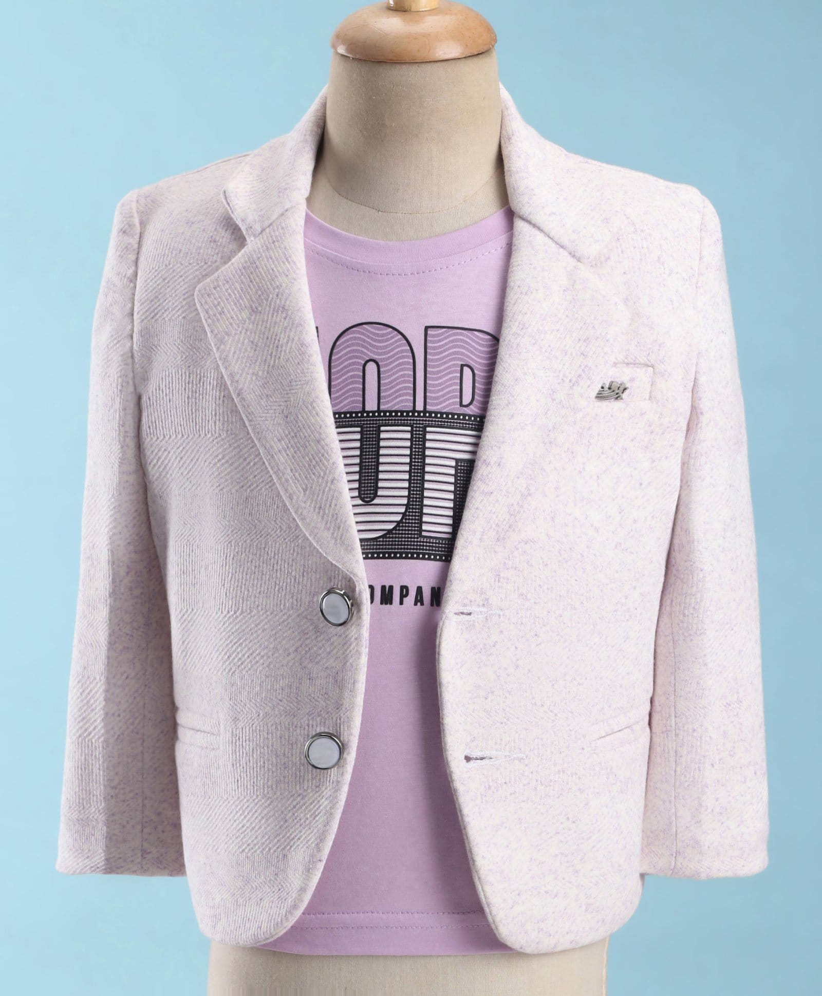 Dapper Dudes Woven Full Sleeves Solid Colour Blazer With Printed T-Shirt - Purple-picture-28