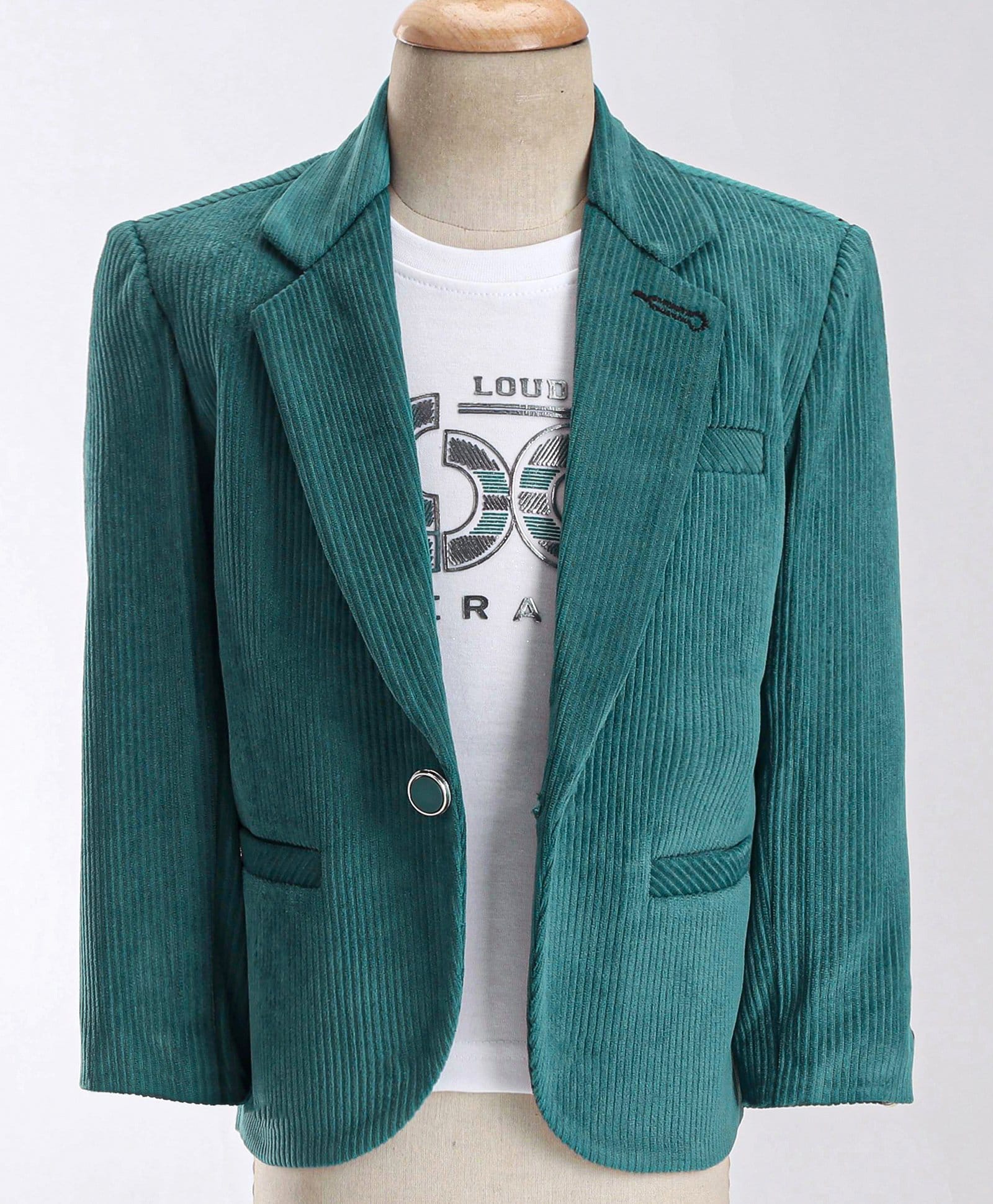 Dapper Dudes Woven Full Sleeves Solid Colour Blazer With Text Printed T-Shirt -Teal Blue-image-24
