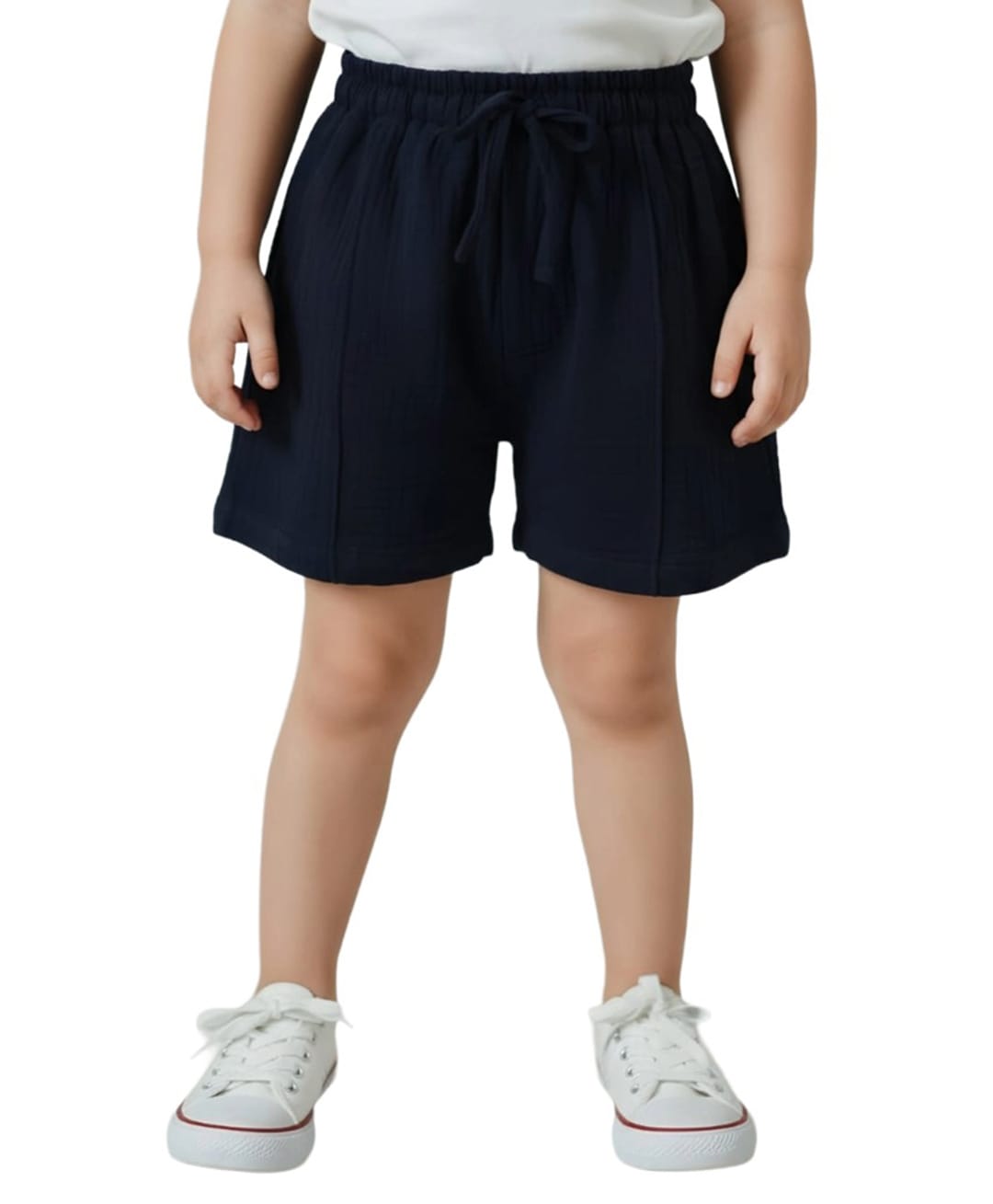 Snowflakes Cotton Woven Solid Shorts - Navy Blue-picture-24