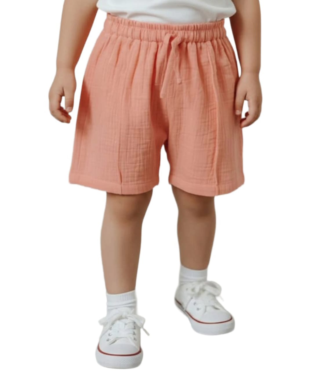 Snowflakes Cotton Woven Solid Shorts - Peach-picture-21