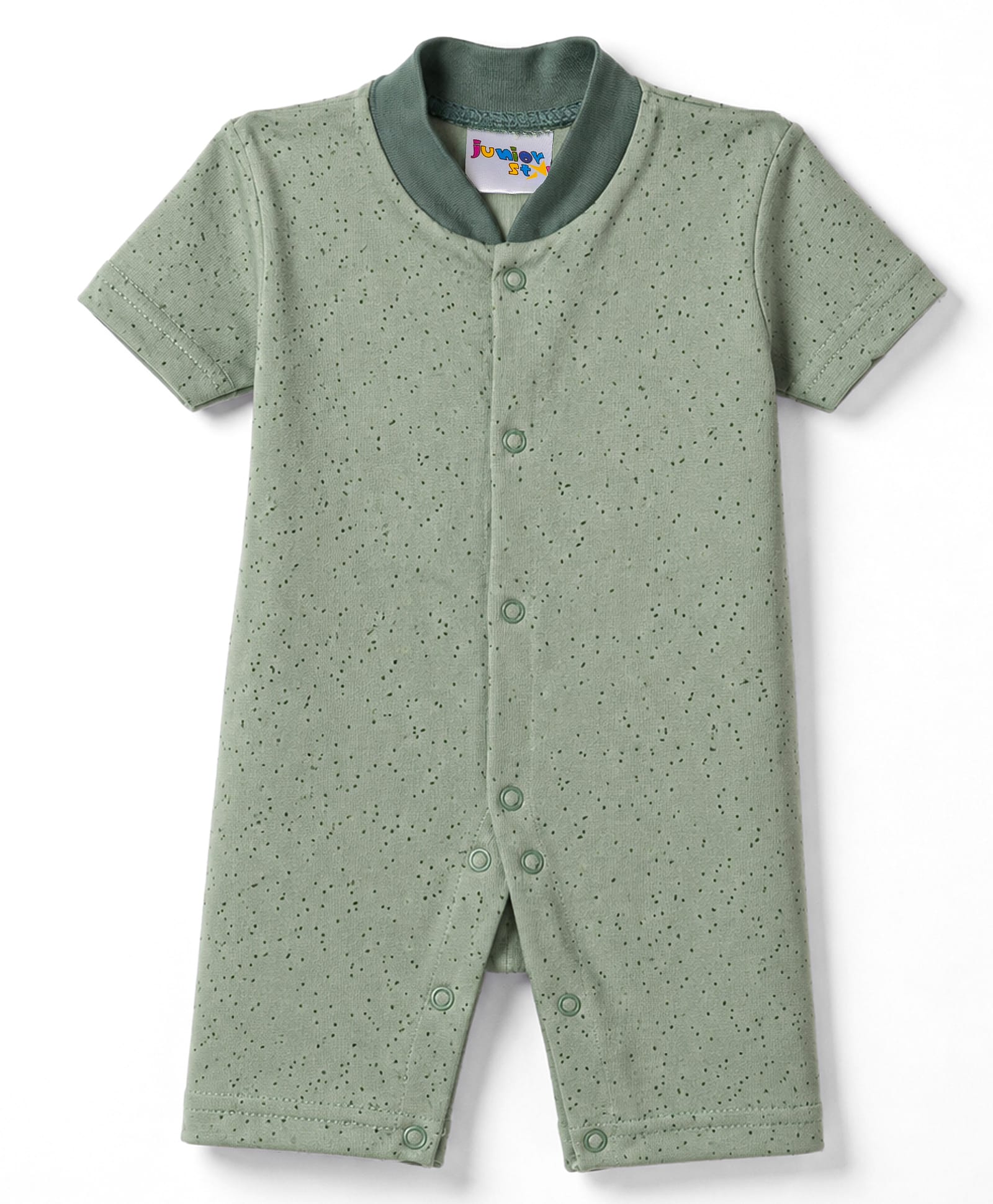 Junior Star Half Sleeves Abstract Printed Romper - Green-picture-20