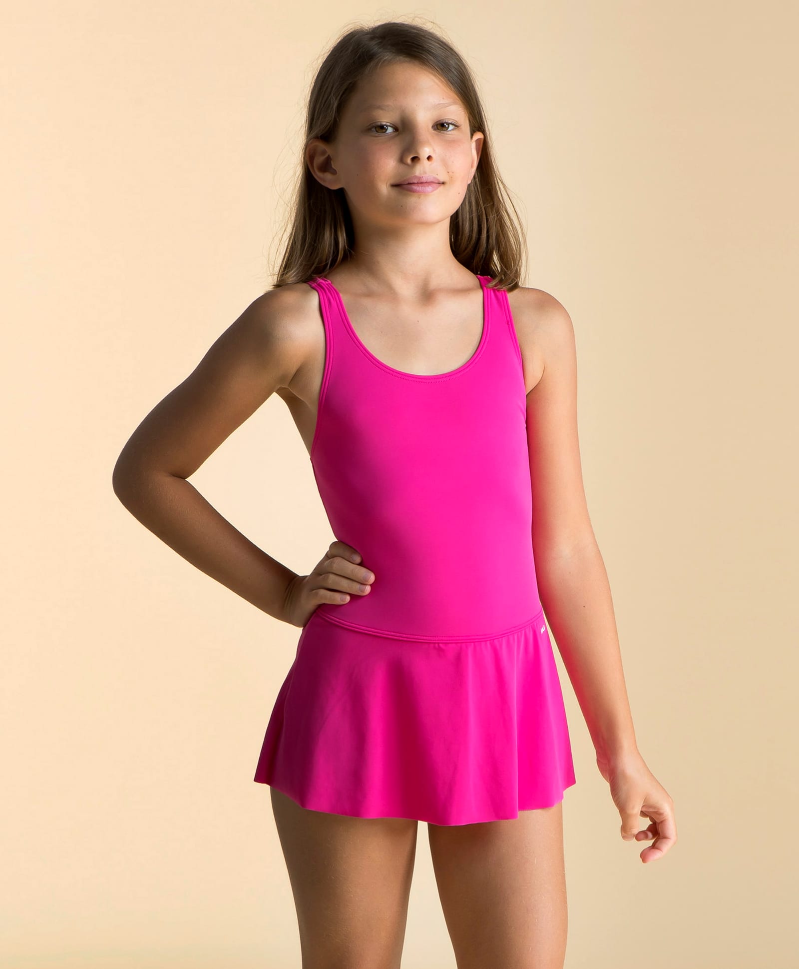 DECATHLON Sleeveless Solid Frock Style Swimsuit - Pink-picture-18