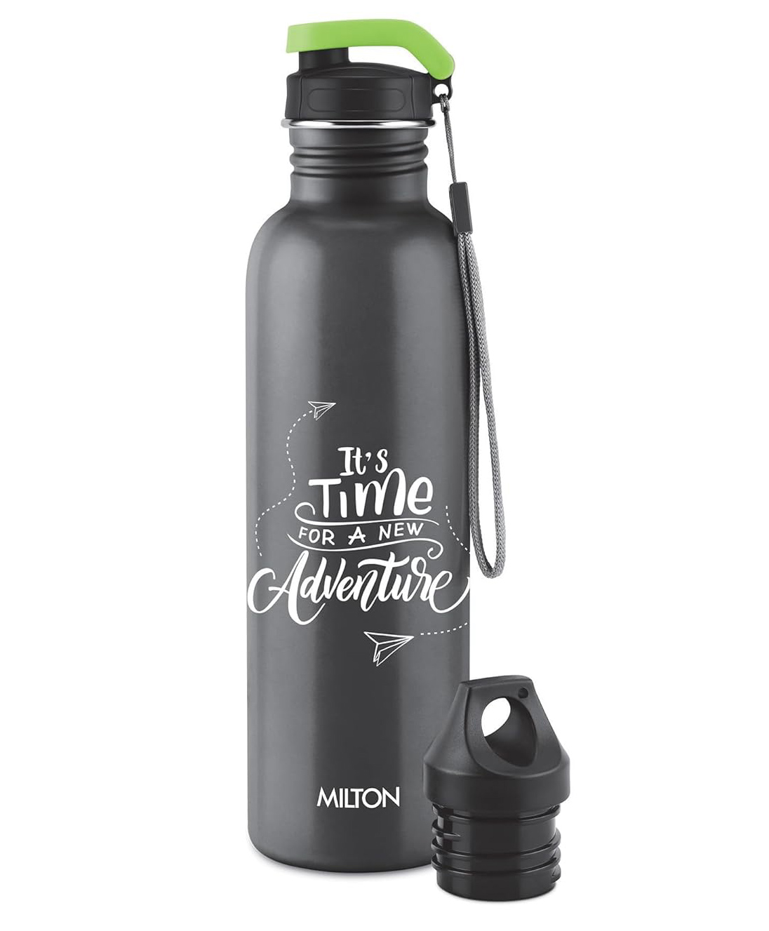 MILTON Marine 900 Stainless Steel Water Bottle, 2 Leakproof Lid, Single Walled, ISI Certified I For School, Office, Gym I 880 ml, Black-image-38
