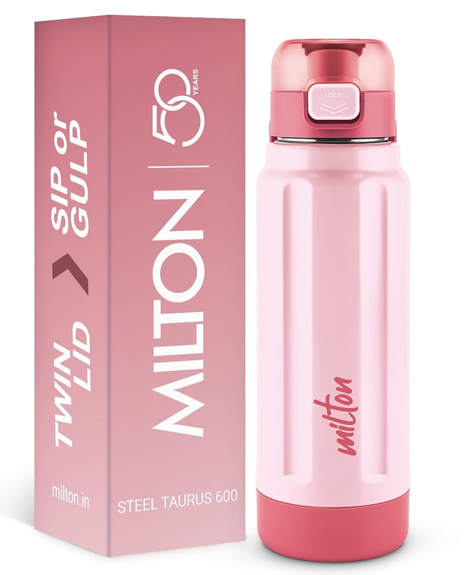 Milton Taurus 600 Steel Thermoware, Inner Stainless Steel, PU Insulated, Leak Proof Water Bottle for School Kids, Office, Gym, Easy to Carry Handle, 560 ml, Light Pink-picture-18