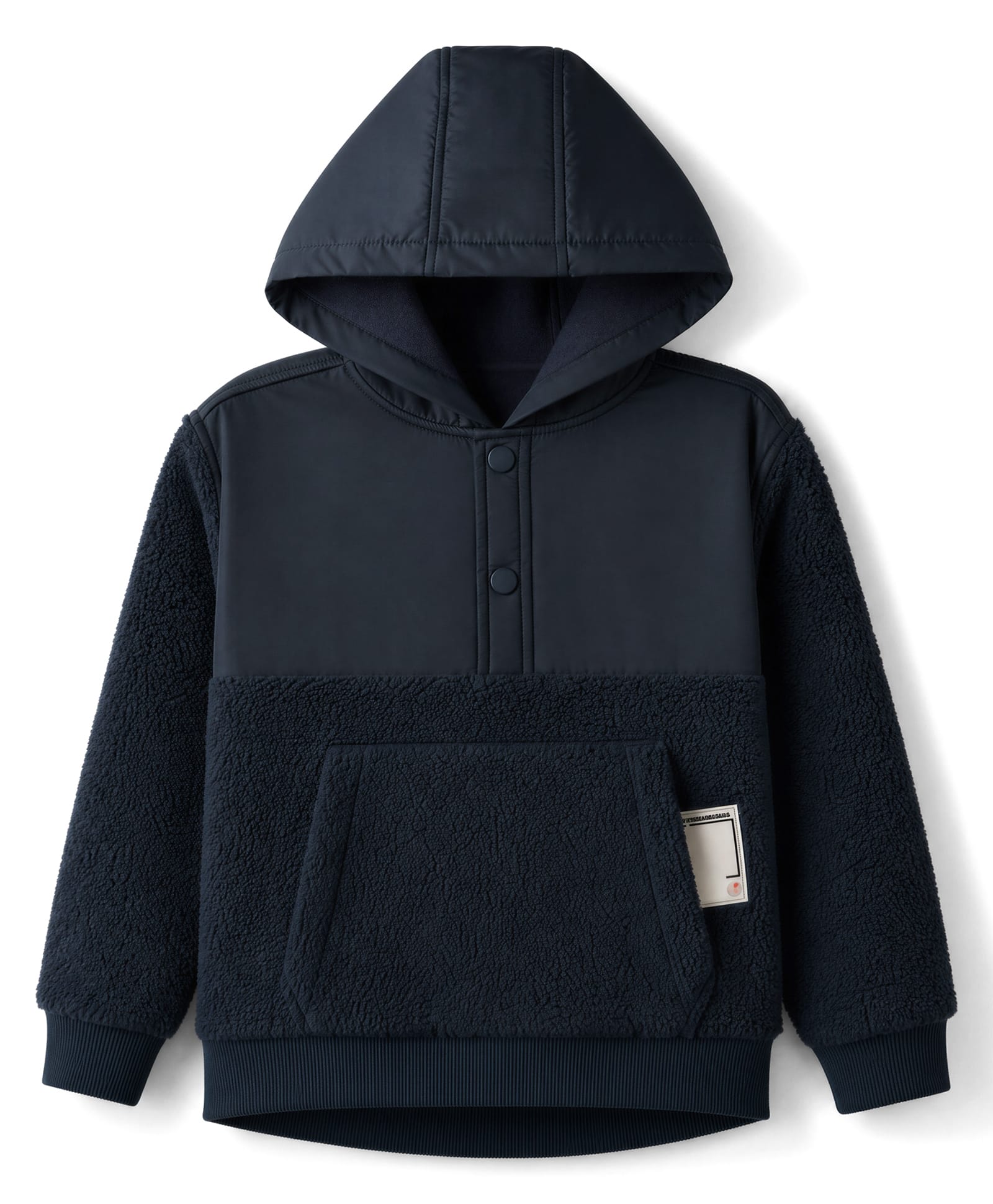 Little Kangaroos Knitted Hoodies with Full Sleeves and Kangaroo Pockets - Navy Blue-picture-10