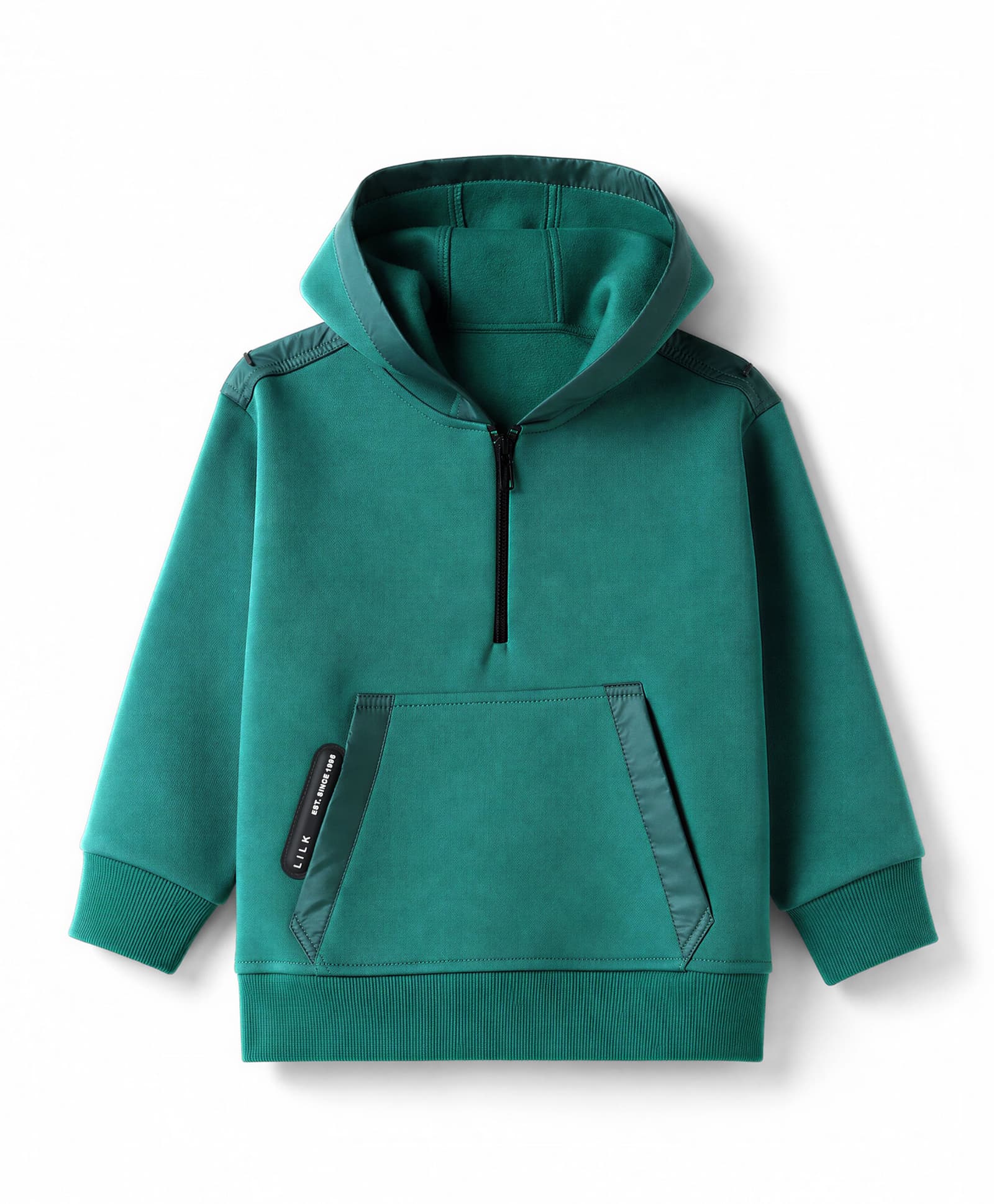 Little Kangaroos Knitted Hoodie with Full Sleeves and Kangaroo Pockets - Green-image-9