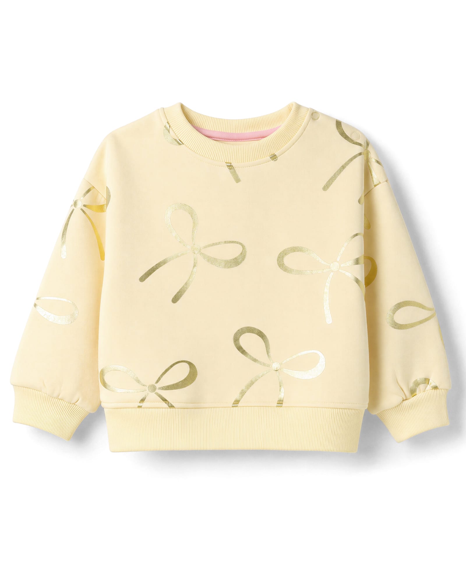 Little Kangaroos Knitted Sweatshirt with Full Sleeves and Bow Print - Cream-picture-27