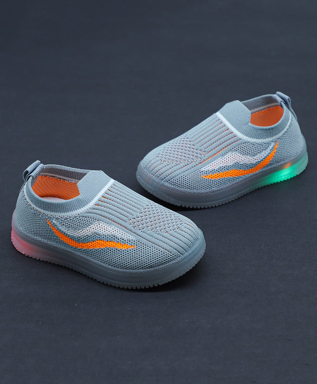 HAPPY FEET Abstract Designed Slip On LED Shoes - Light Grey-image-13