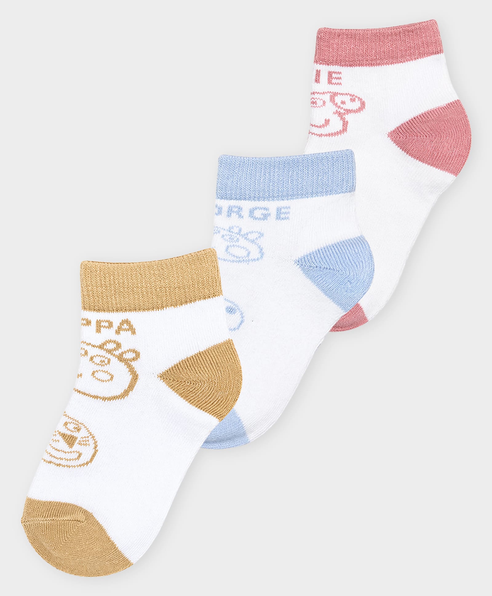 Mi Arcus Pack of 3 Cotton Nylon Knit Peppa Pig Featuring Characters Printed Socks - Multi Colour-picture-20