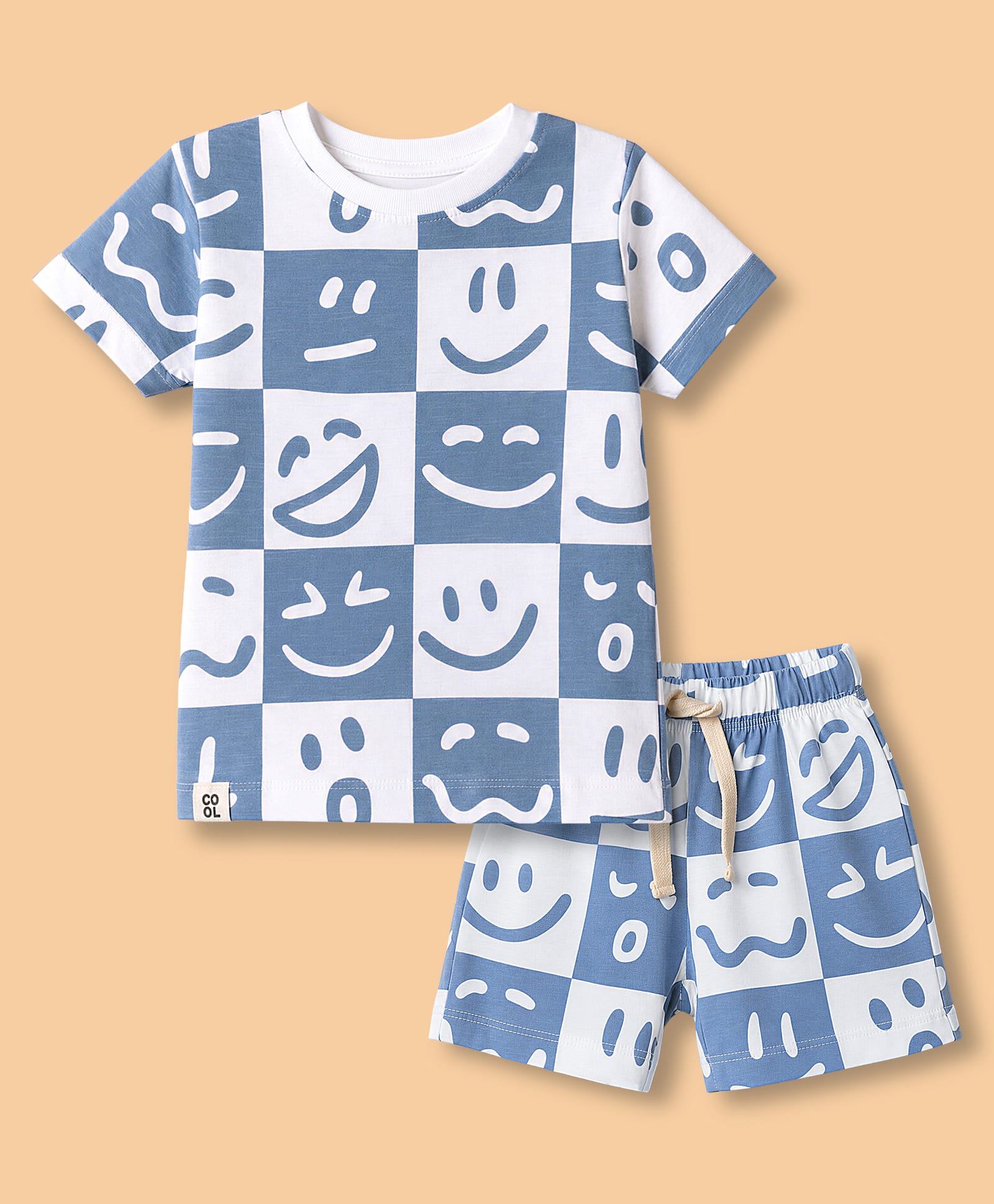 Ollypop Cotton Knit Half sleeves Co-Ords T-Shirt & Shorts Night Suit with Checks Print - White-picture-4