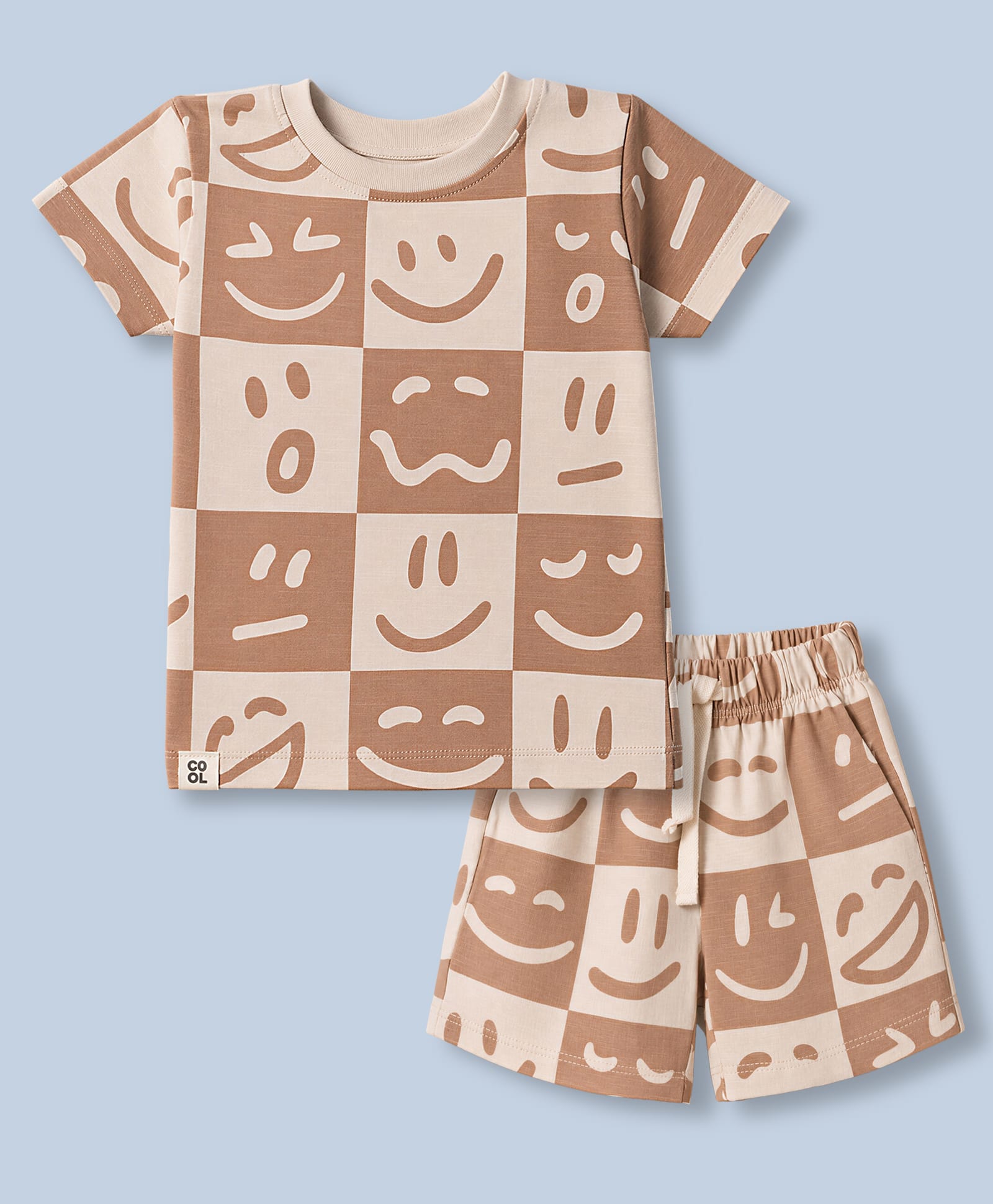 Ollypop Cotton Knit Half sleeves Co-Ords T-Shirt & Shorts Night Suit with Checks Print - Brown-picture-12
