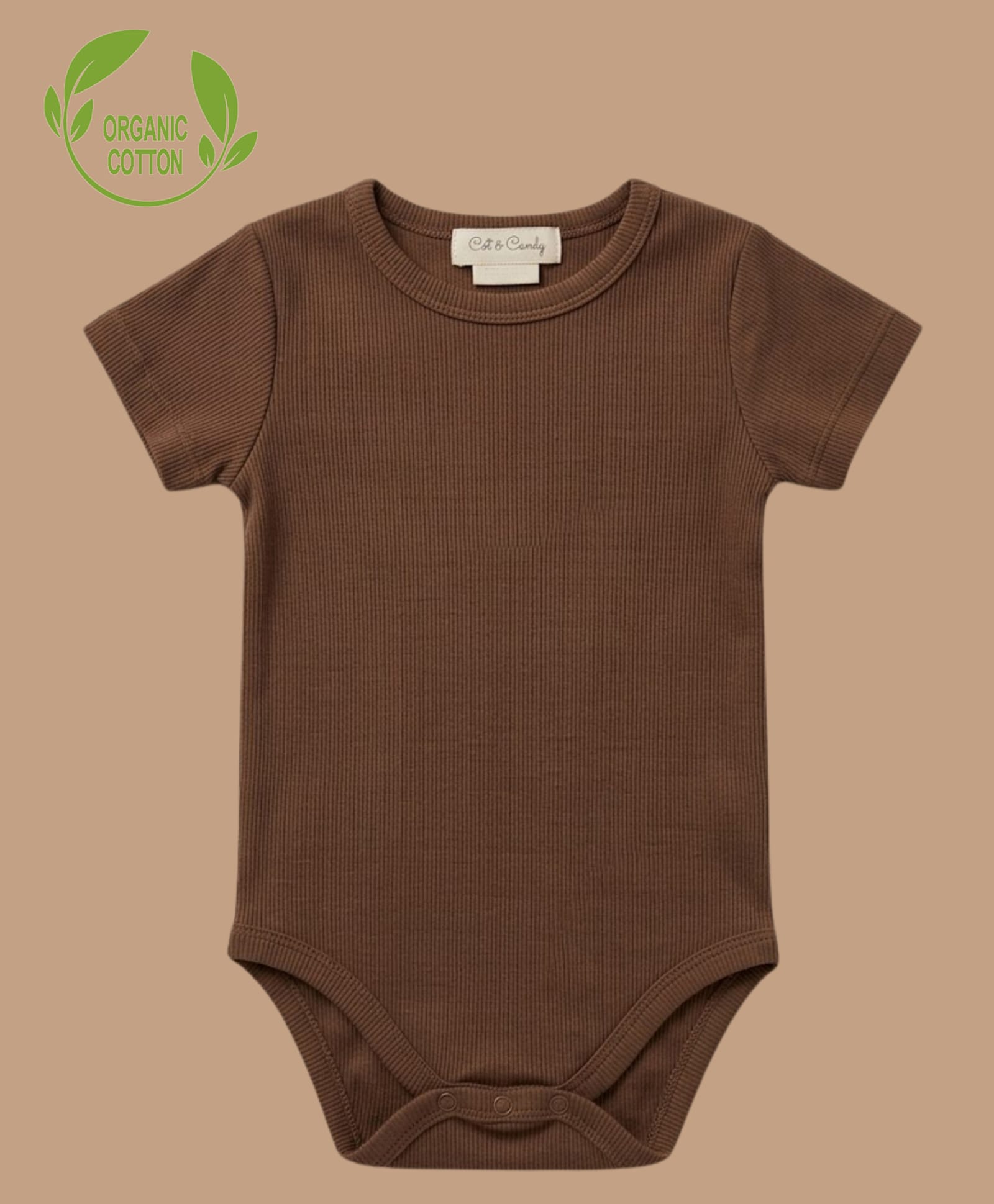 Cot & Candy Knitted Half Sleeves Solid Onesie - Dark Brown-image-47