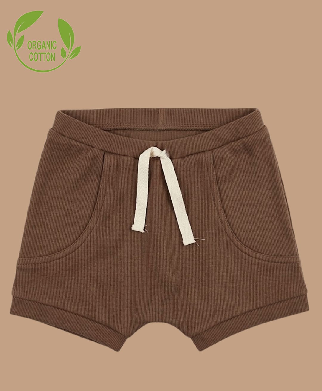Cot & Candy Organic Knitted Knit Solid Shorts - Dark Brown-picture-16