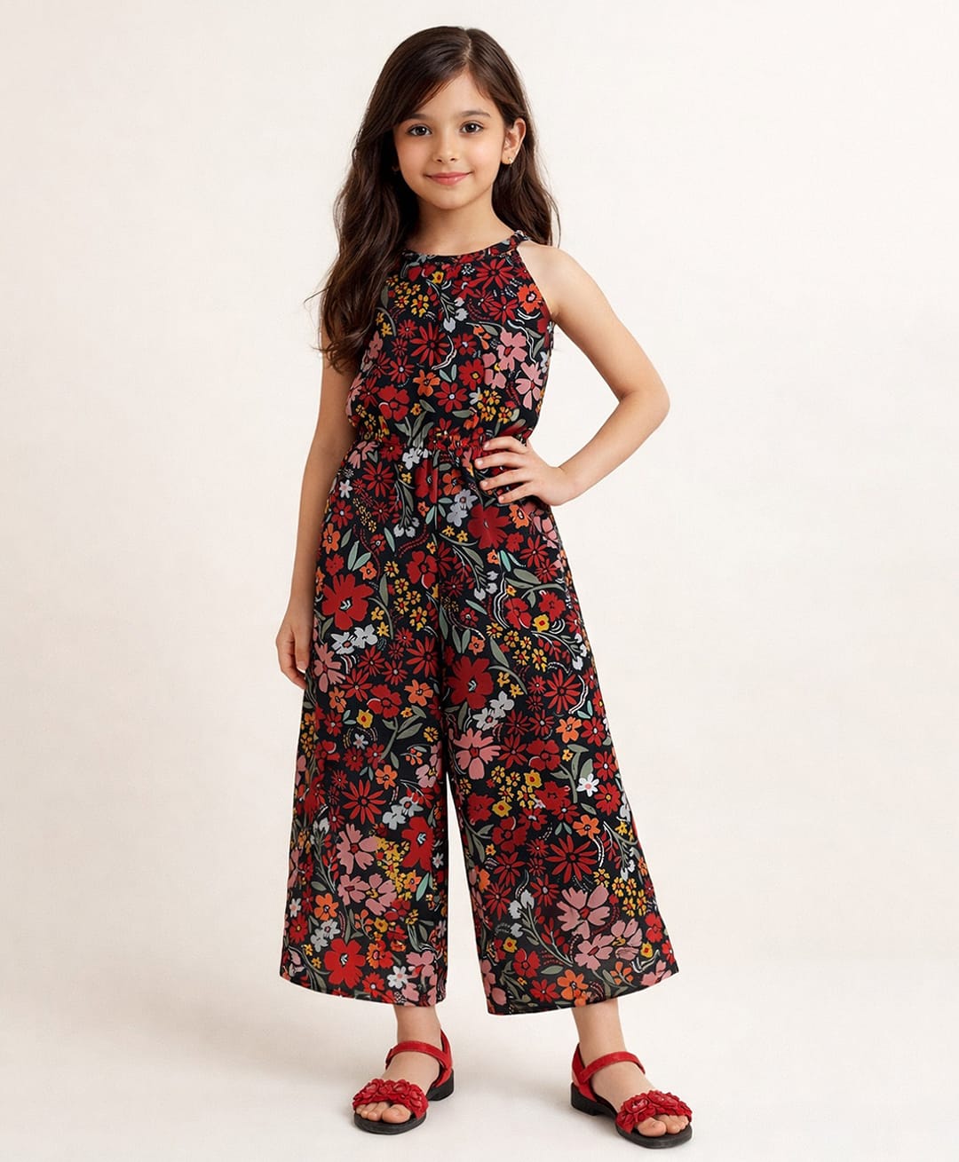 Little Marine Woven Sleeveless Floral Printed Jumpsuit - Multi Colour-picture-13