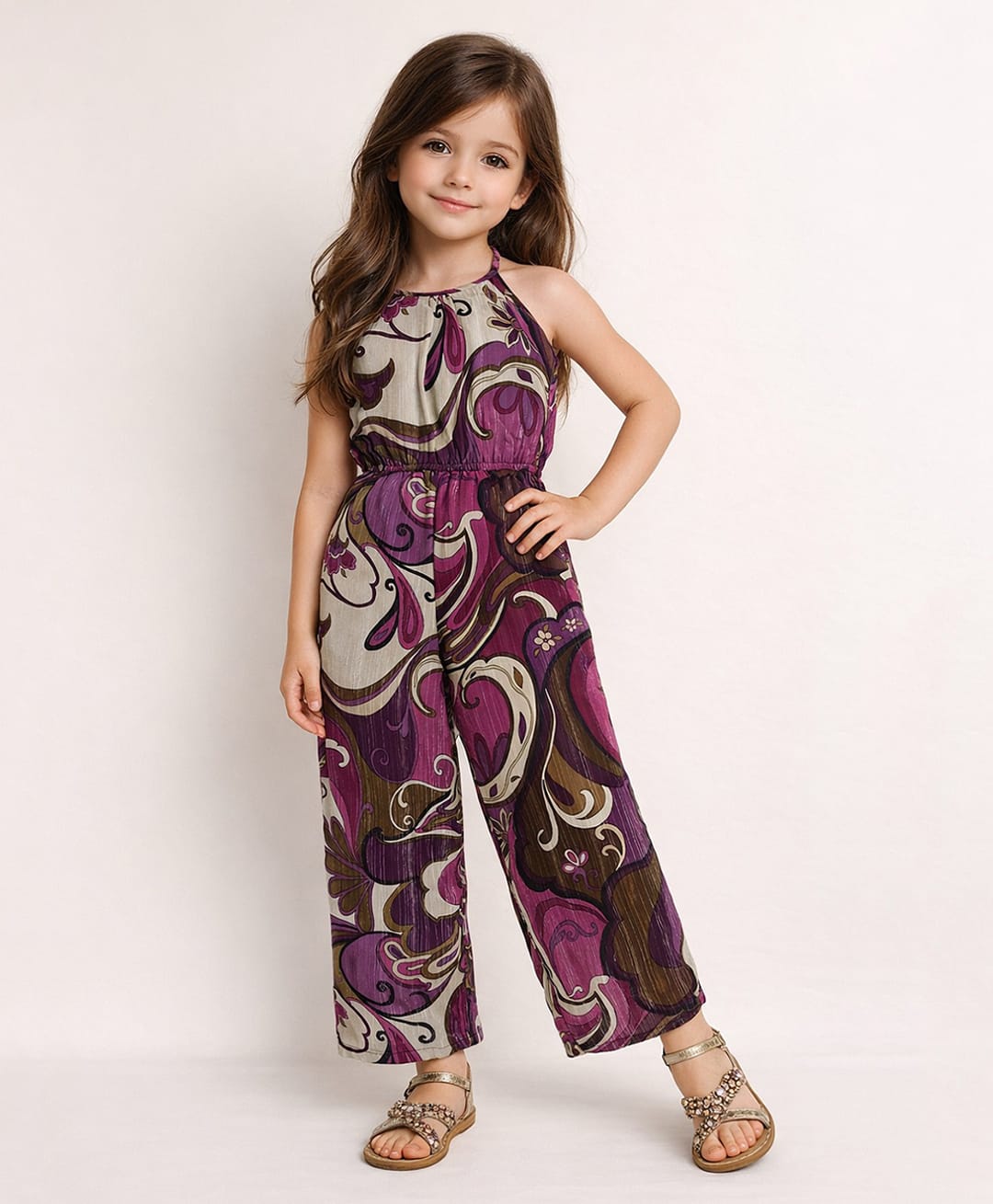 Little Marine Woven Sleeveless Abstract Printed Jumpsuit - Multi Colour-picture-16