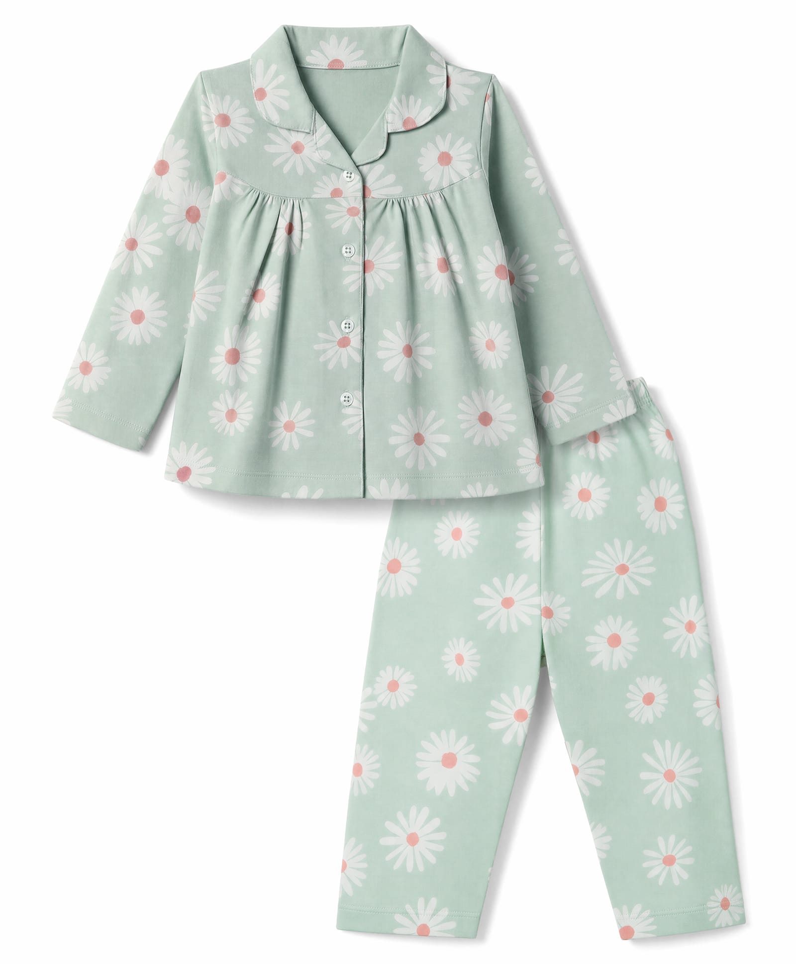Evimo Single Jersey Full Sleeves Pyjama Sets Lt.Pista 6-12 M Girls-picture-14