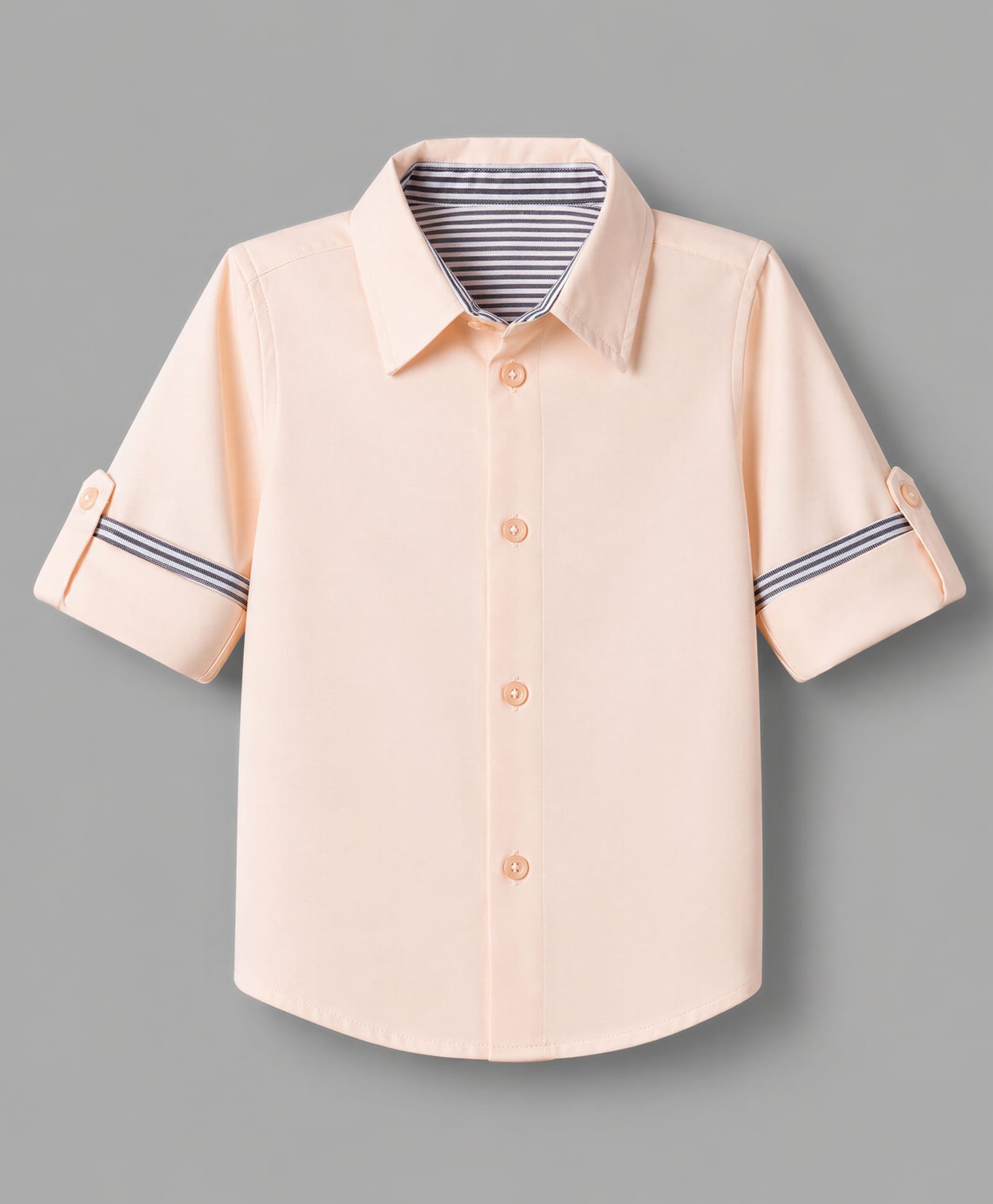 kookie kids india Kookie Kids Cotton Woven Full Sleeves Solid Shirt - Peach-picture-27