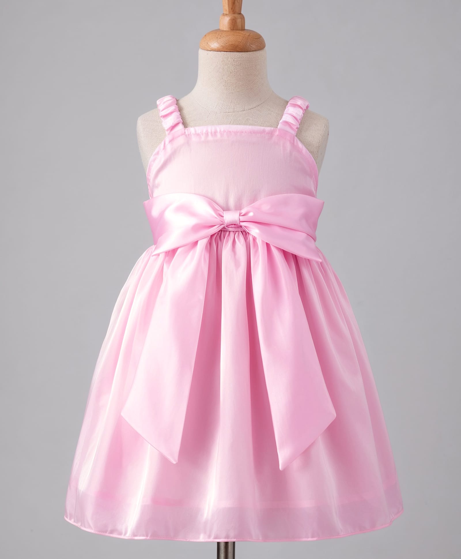 kookie kids india Kookie Kids Woven Sleeveless Solid Party Dress With Bow Applique - Pink-picture-35