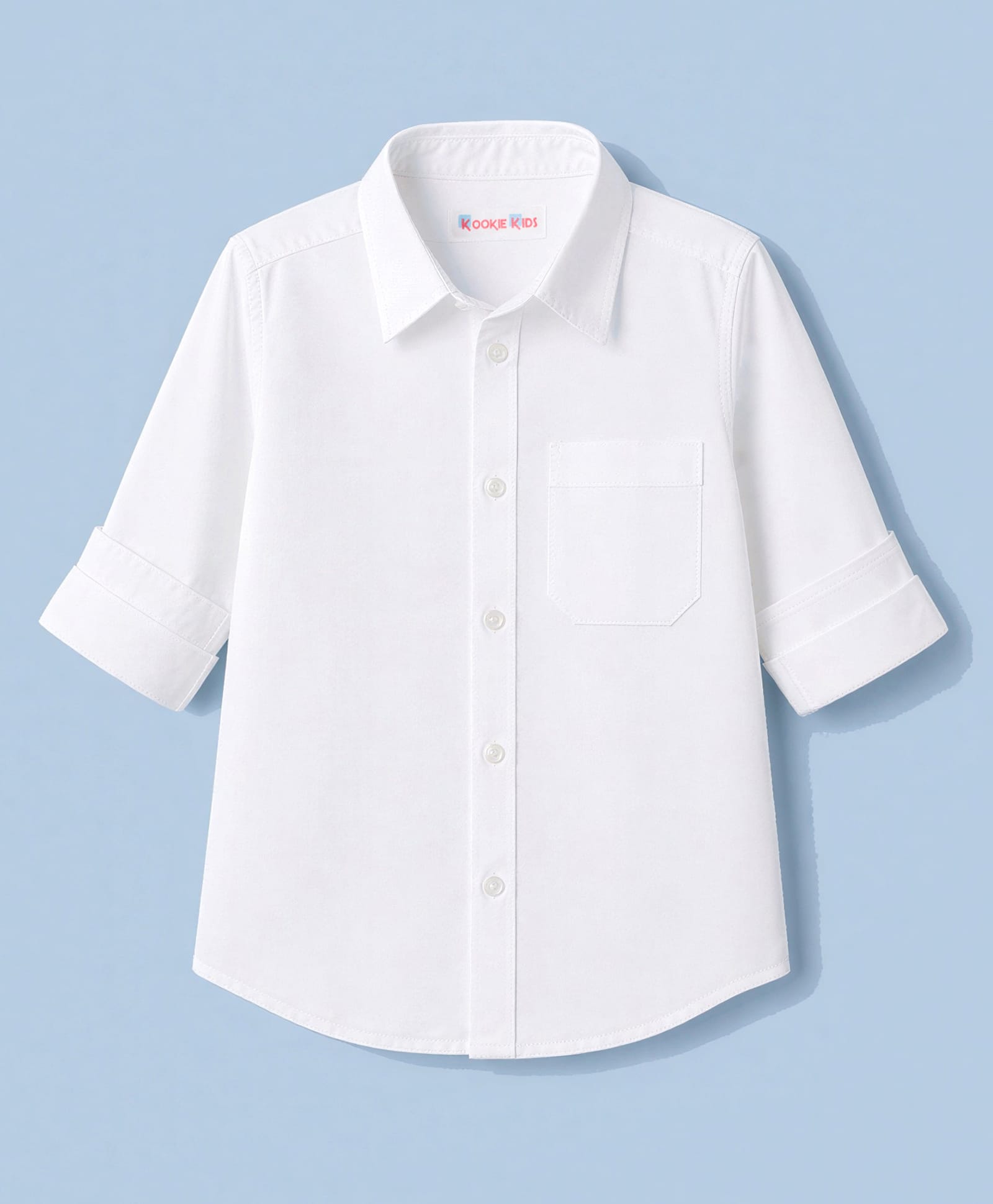 kookie kids india Kookie Kids Poplin Woven Full Sleeves Solid Shirt - White-picture-36