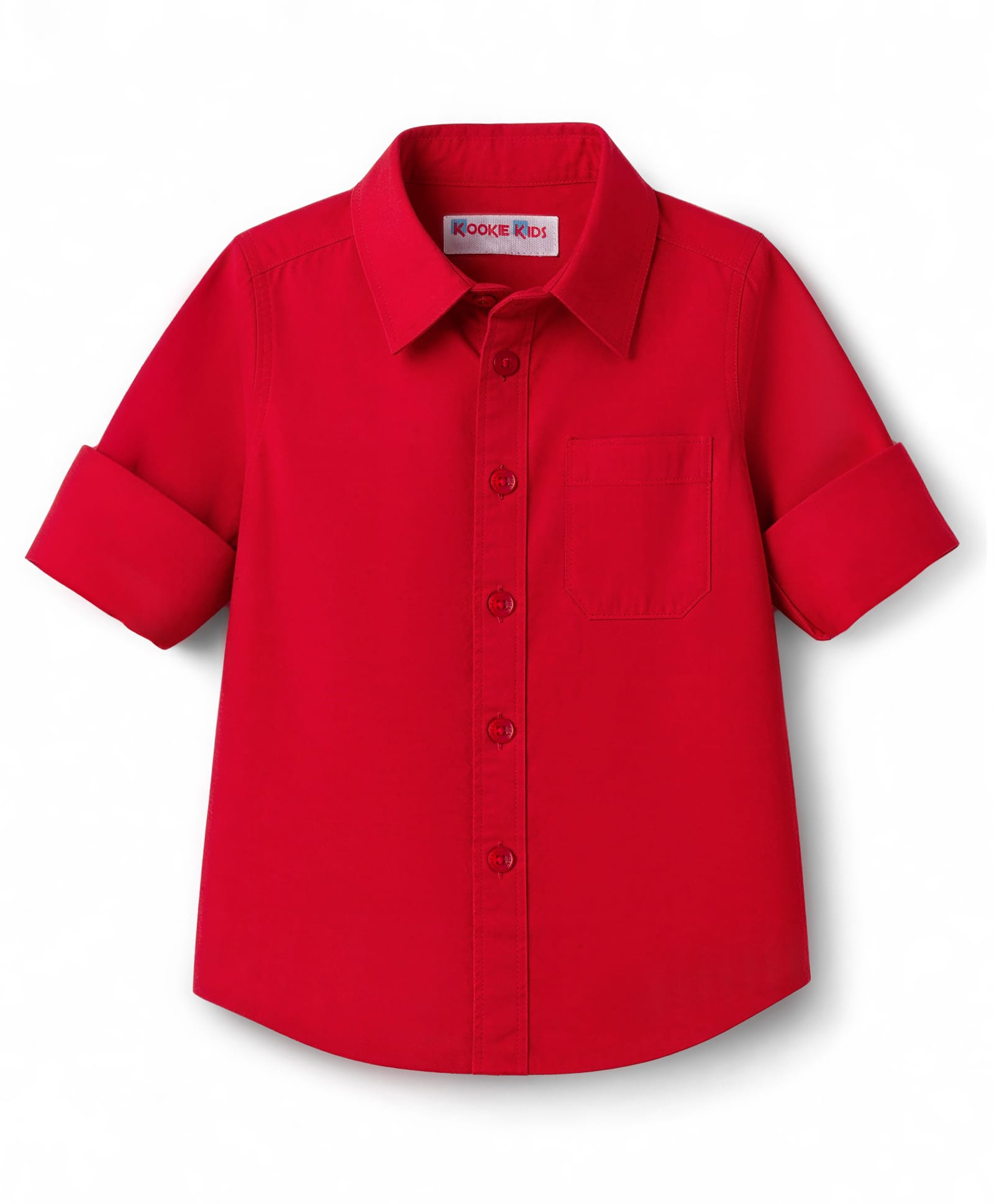 kookie kids india Kookie Kids Poplin Woven Full Sleeves Solid Shirt - Red-picture-37