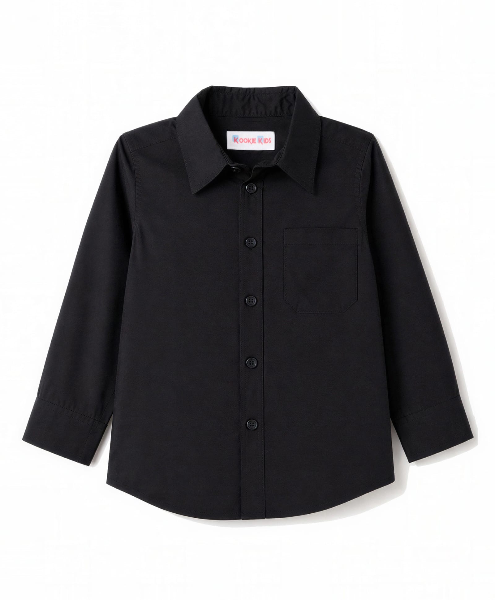 kookie kids india Kookie Kids Poplin Woven Full Sleeves Solid Shirt - Black-picture-28