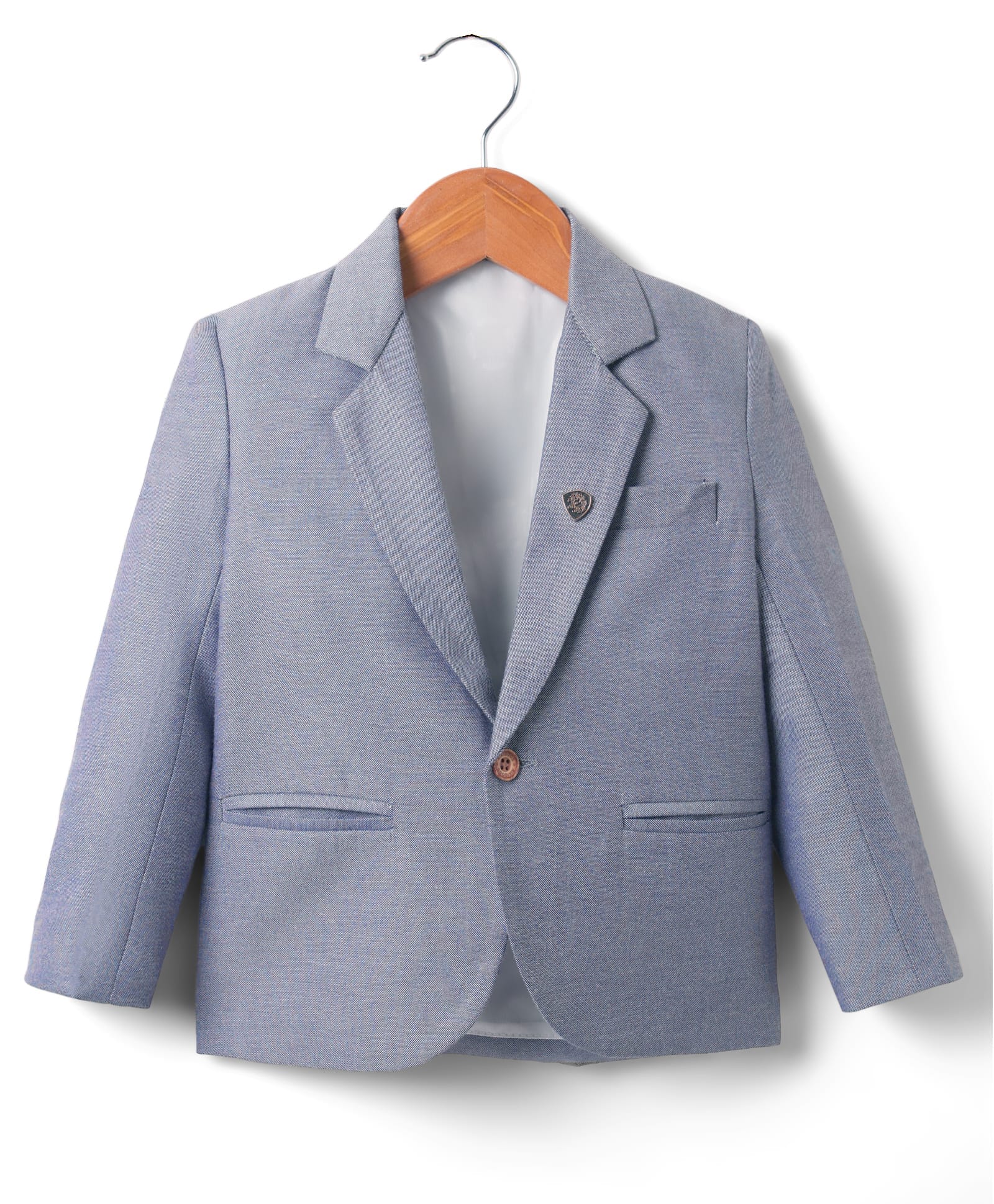 Rikidoos Cotton Woven Full Sleeves Solid Blazer - Light Blue-picture-28