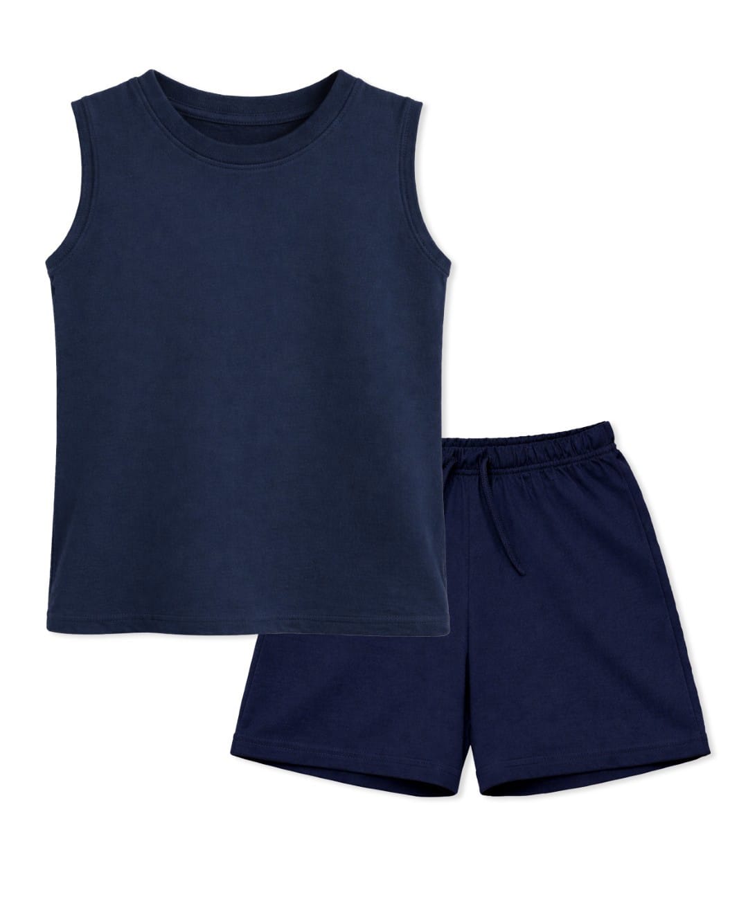BLUSHES 100% Cotton Knit Sleeveless Solid Tee & Shorts Set - Navy Blue-picture-27