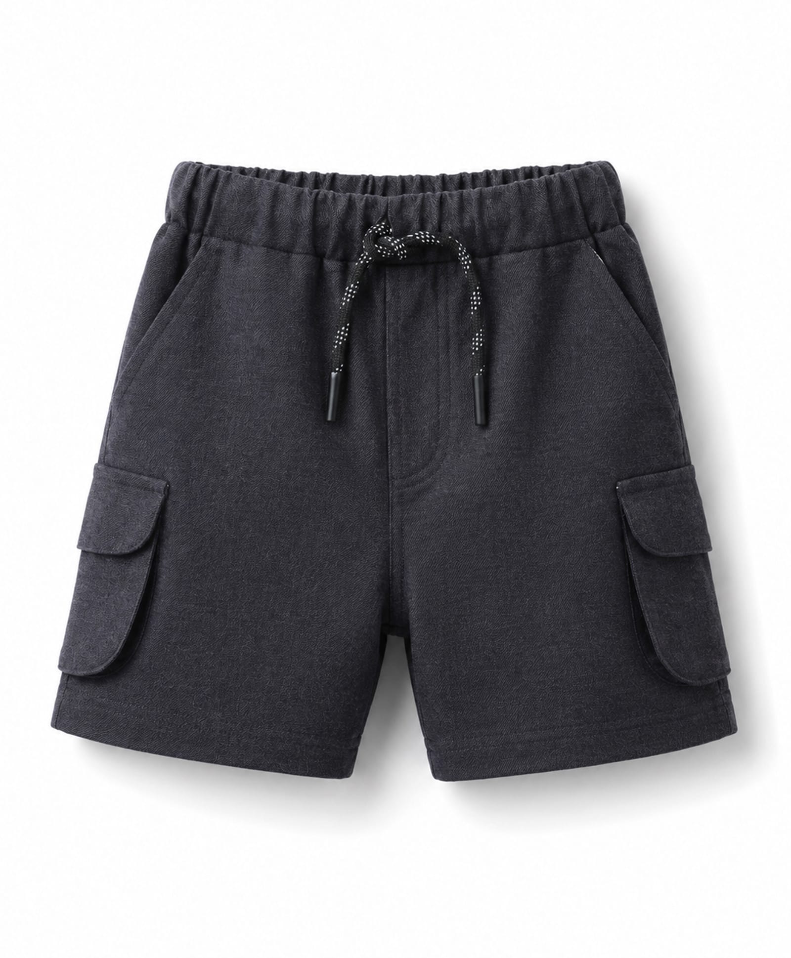 Rikidoos Cotton Woven Knee Length Solid Shorts With Cargo Pockets - Black-picture-19