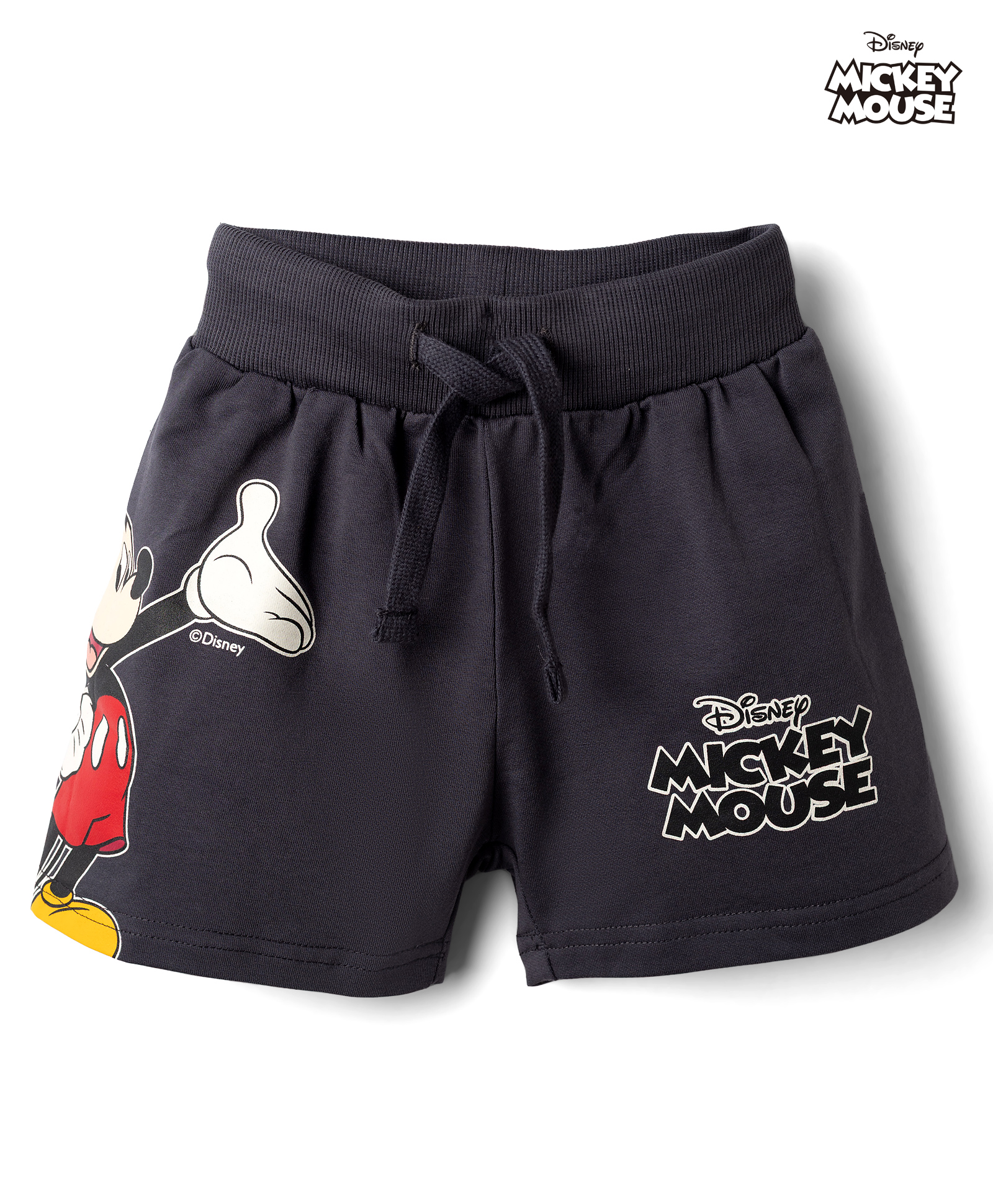 Ollypop Looper Knit Knee Length Mickey Mouse Printed Shorts - Charcoal Grey-image-22