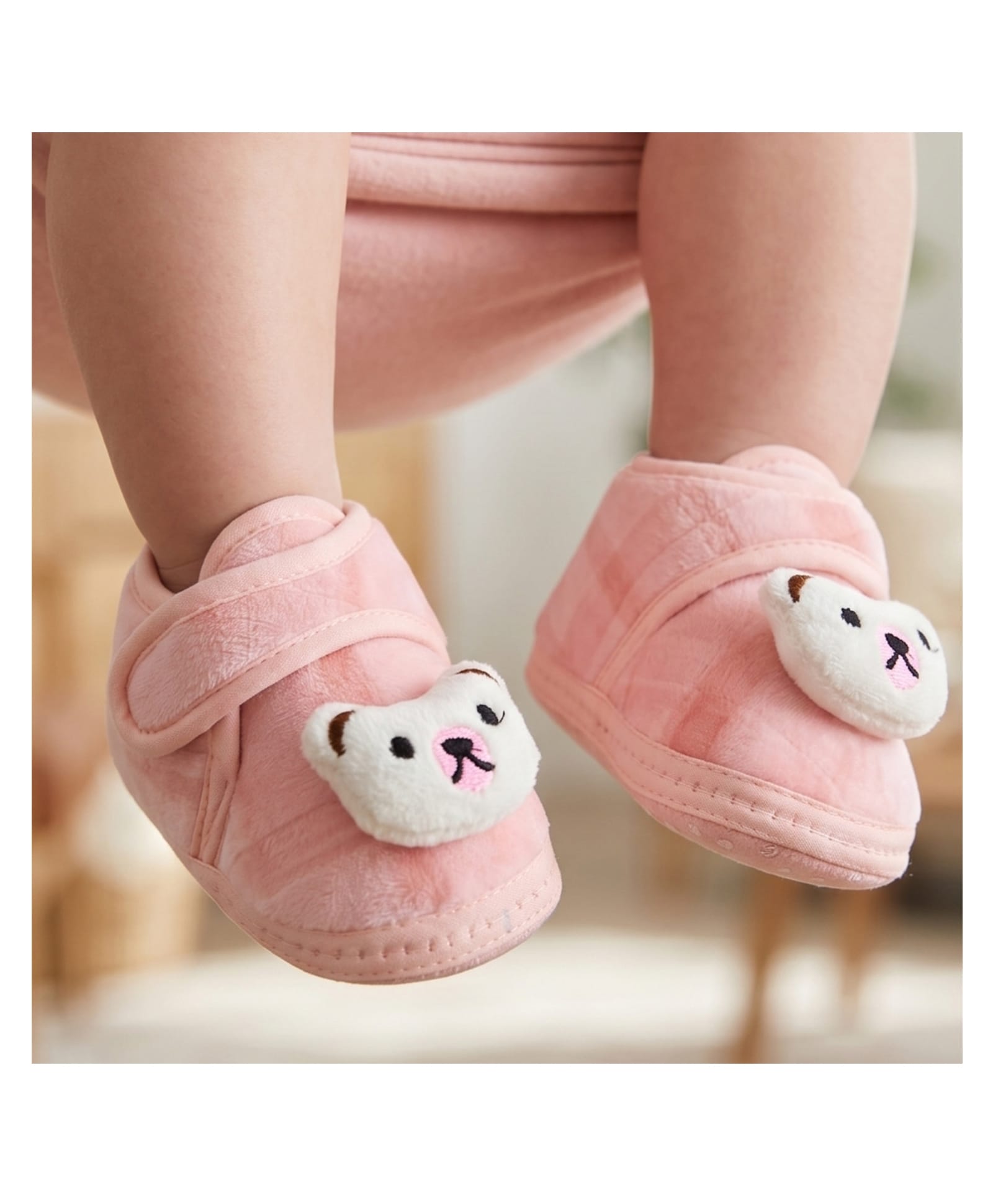 Neska Moda Bear Applique Detailed Velcro Closure Booties - Pink-picture-22