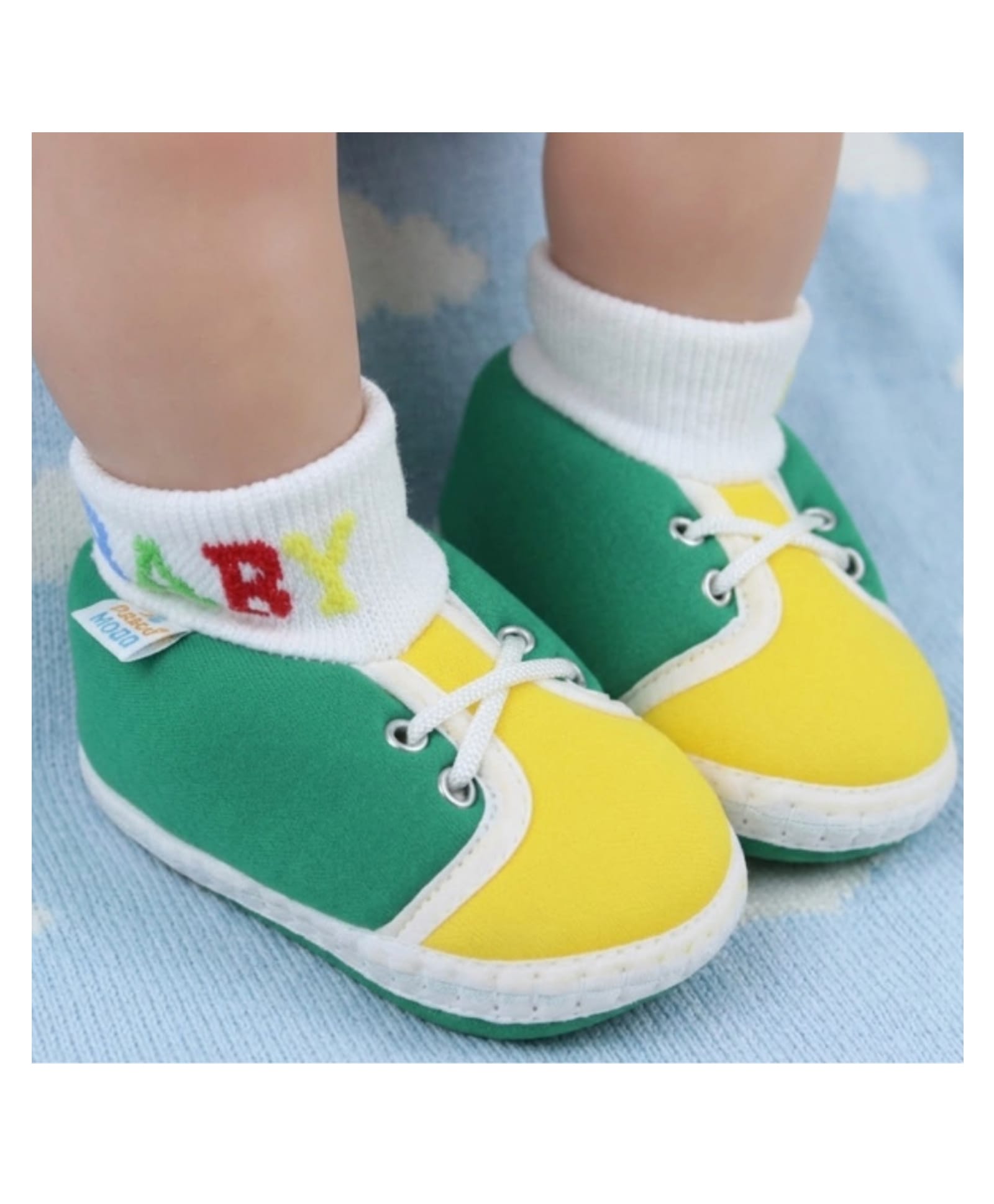 Neska Moda Colour Blocked Slip On Booties - Green & Yellow-picture-45