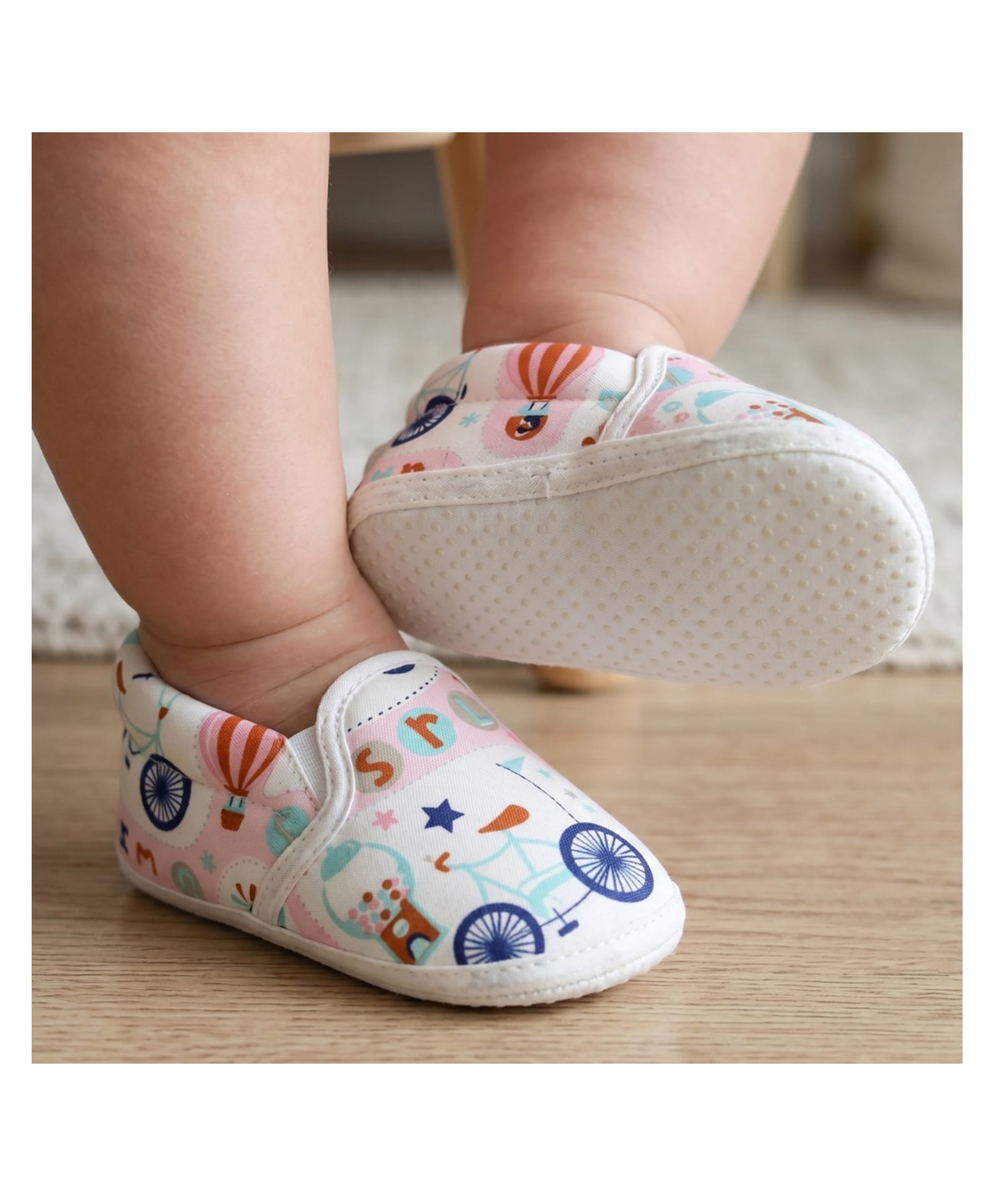 Neska Moda Vehicles Designed Booties - White Pink & Blue-image-5