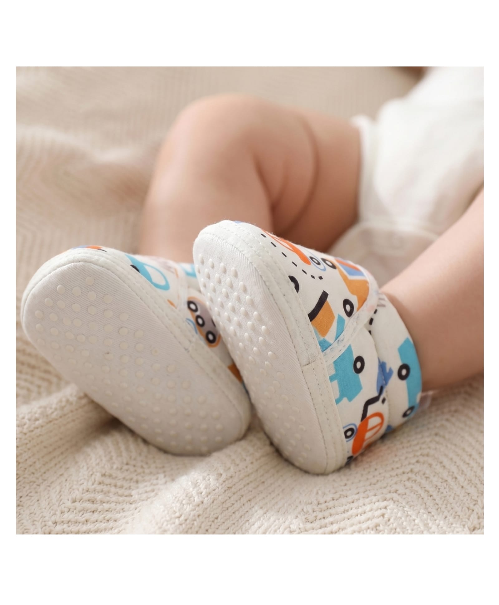 Neska Moda Cars Printed Lace Up Booties - White & Orange-image-4