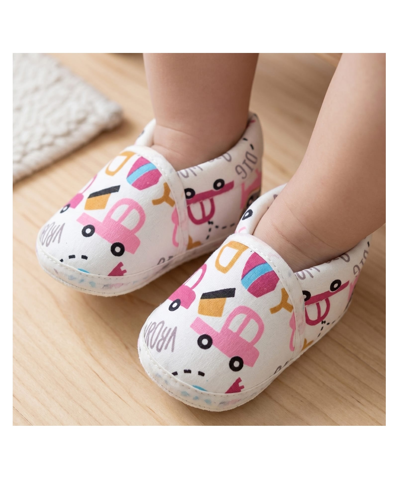 Neska Moda Cars Printed Lace Up Booties - White & Pink-picture-23