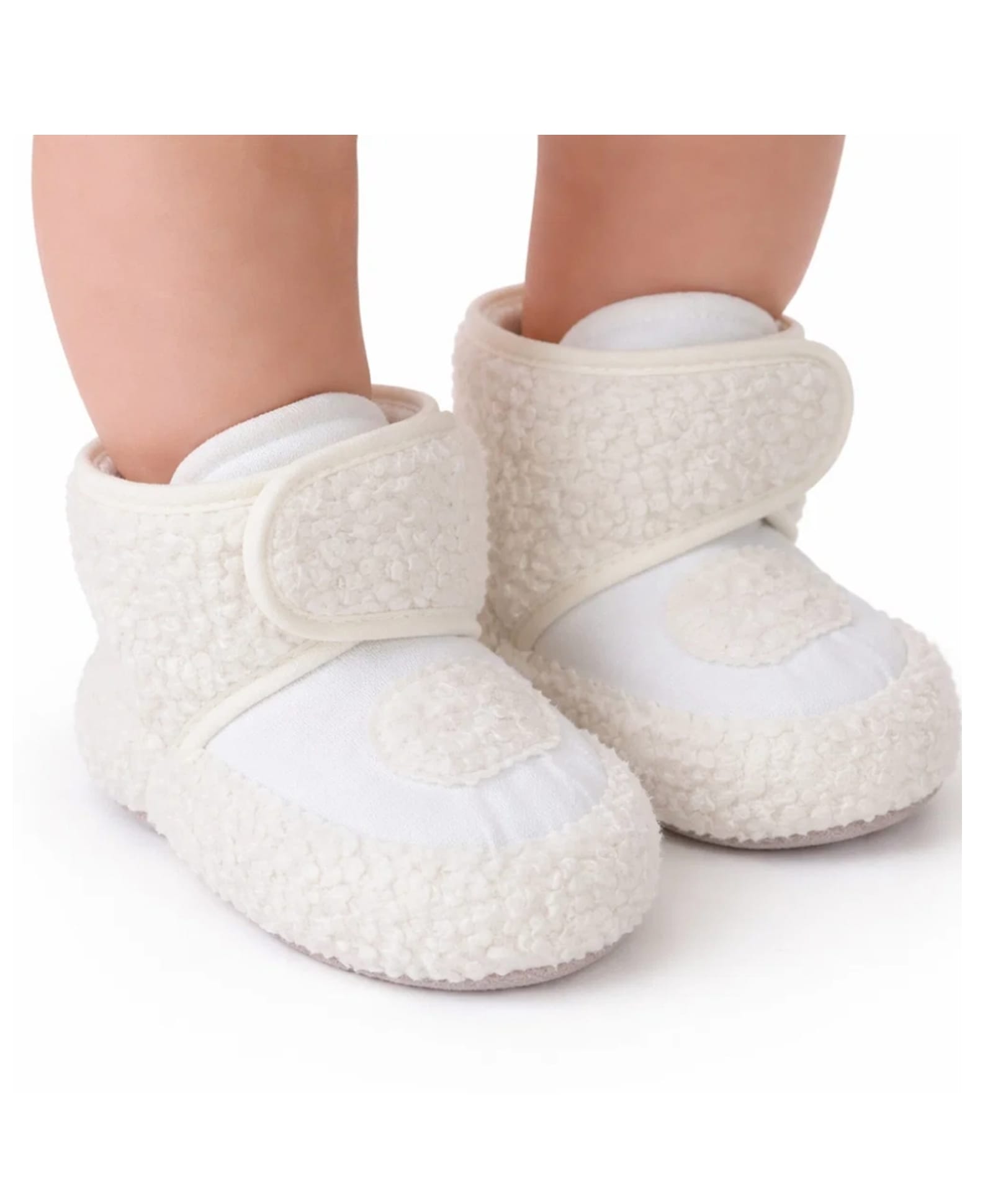 Neska Moda Solid Velcro Booties - White-image-6