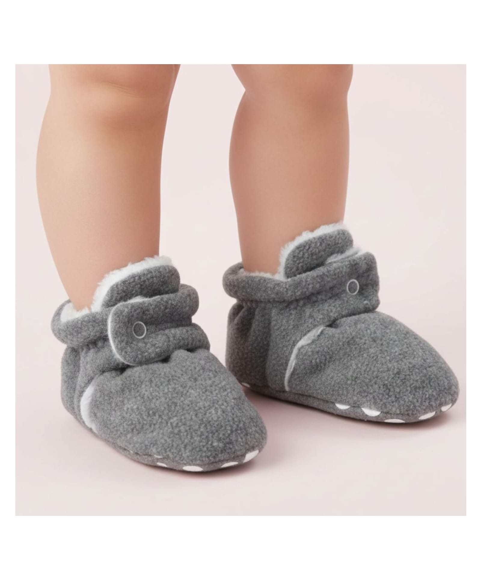 Neska Moda Solid Velcro Booties - Grey-image-3