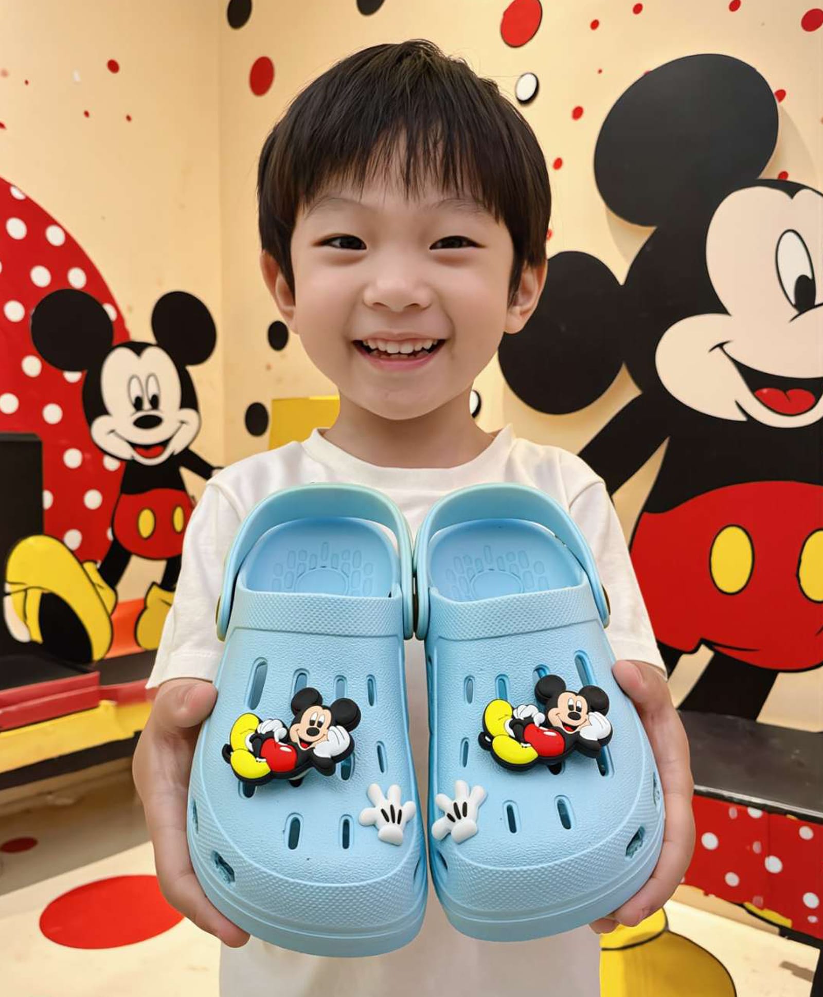 Yellow Bee Disney Mickey Mouse Featuring Character Rotating Charm Detailed Perforated Slingback Clogs - Blue-picture-8