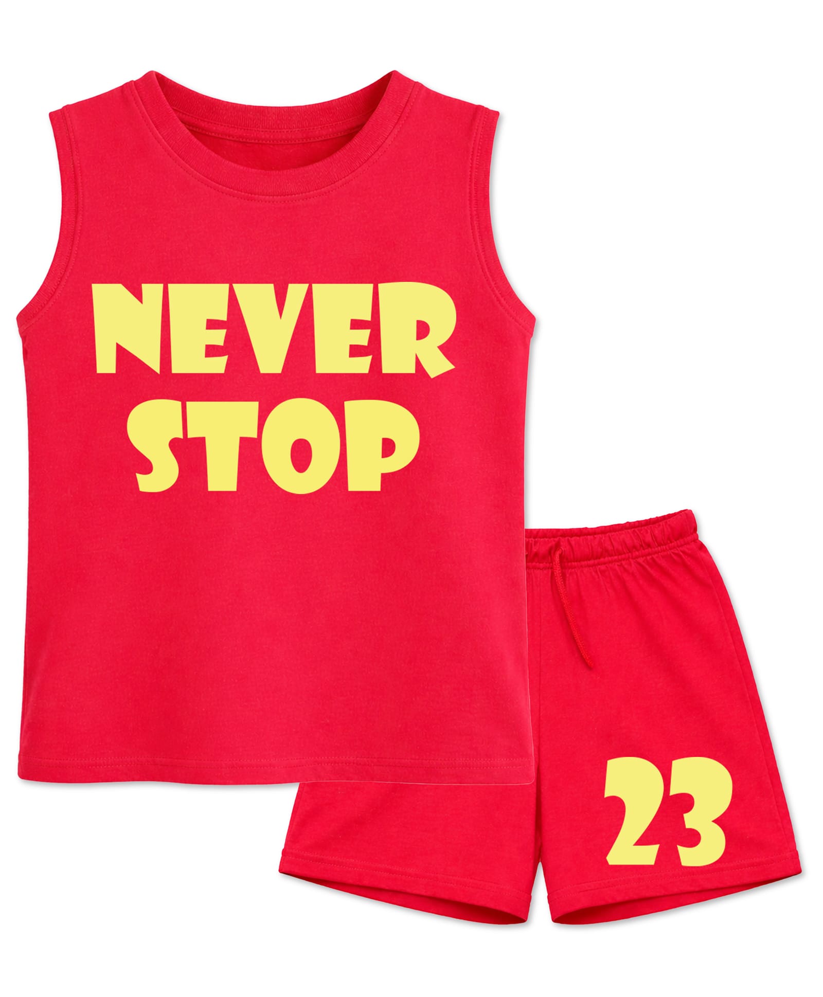 BLUSHES 100% Cotton Knit Sleeveless Lets Own It Text Printed Tee & Shorts Set - Navy Blue-picture-24