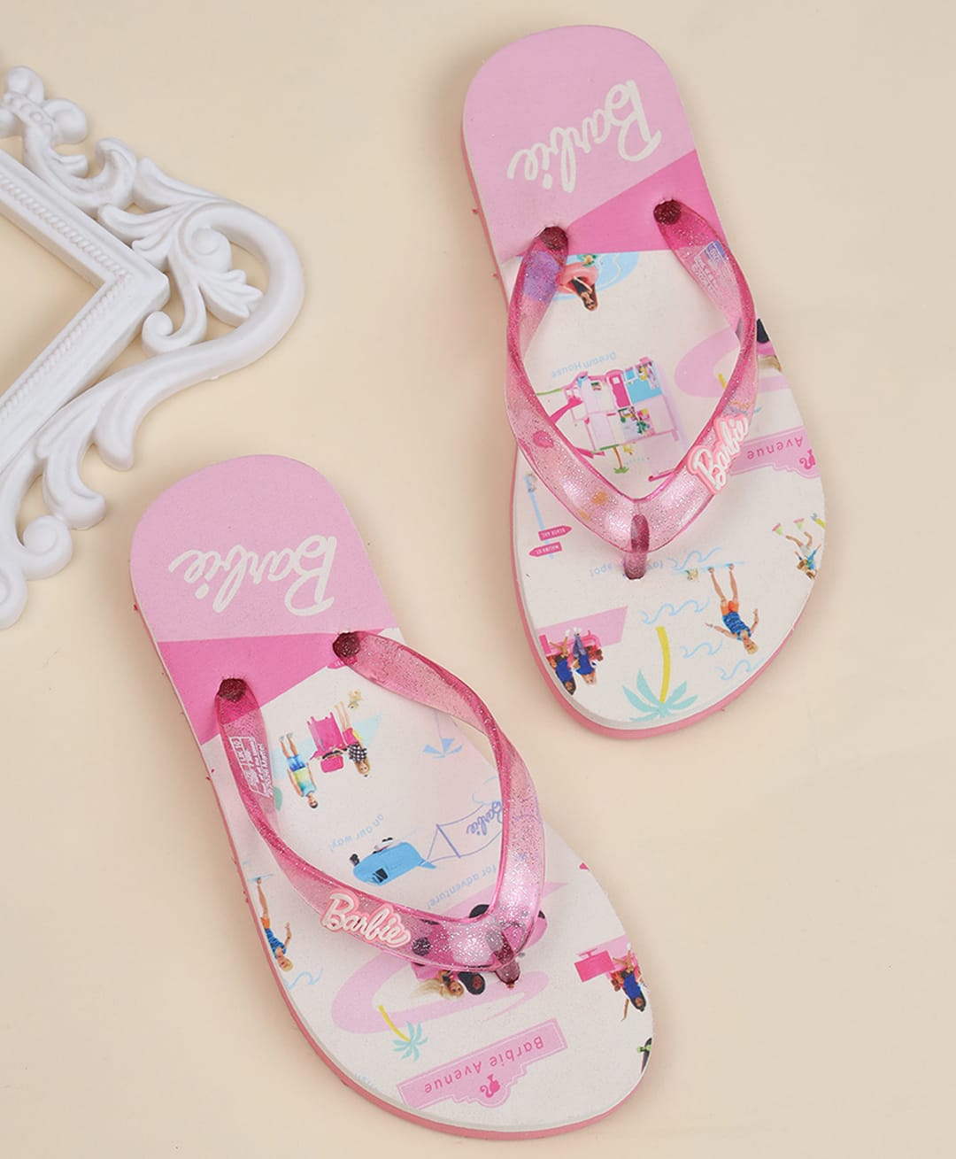 Kidsville Mattel Featuring Barbie Printed Flip Flops - Pink-picture-15