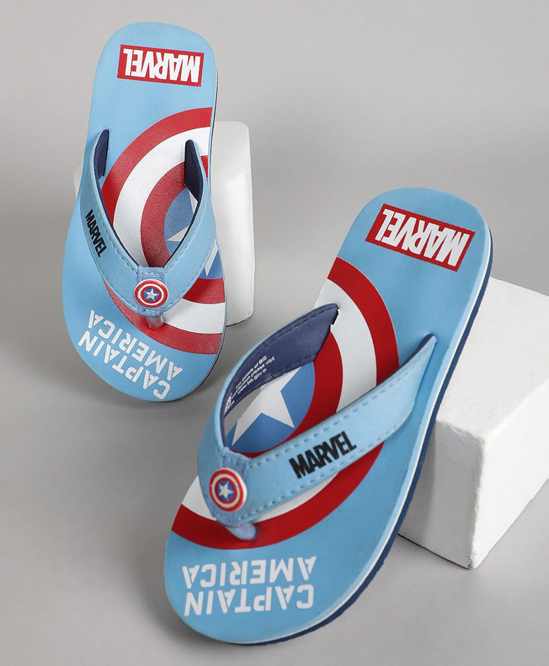 Kidsville Marvel Featuring Captain America Printed Flip Flops - Blue-picture-22