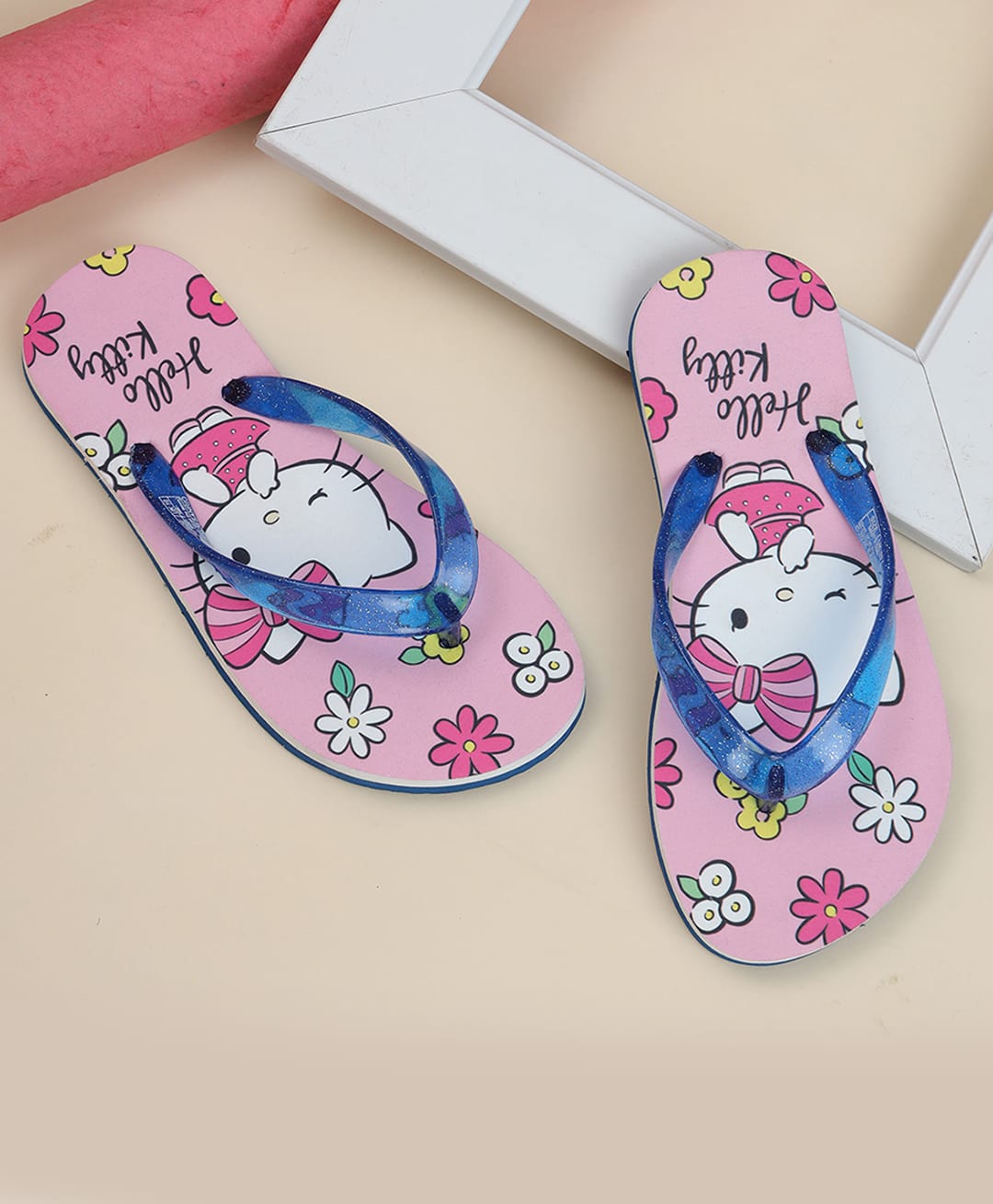 Kidsville Sanrio Friends Featuring Hello Kitty Printed Flip Flops - Pink & Blue-image-31
