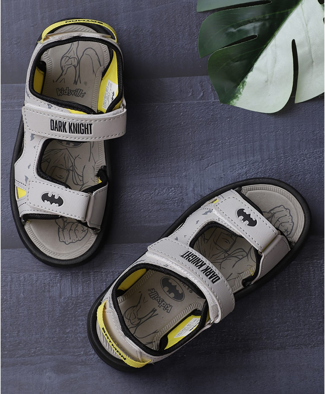 Kidsville Dc Comics Featuring Batman Printed Velcro Closure Sandals - Grey-picture-24