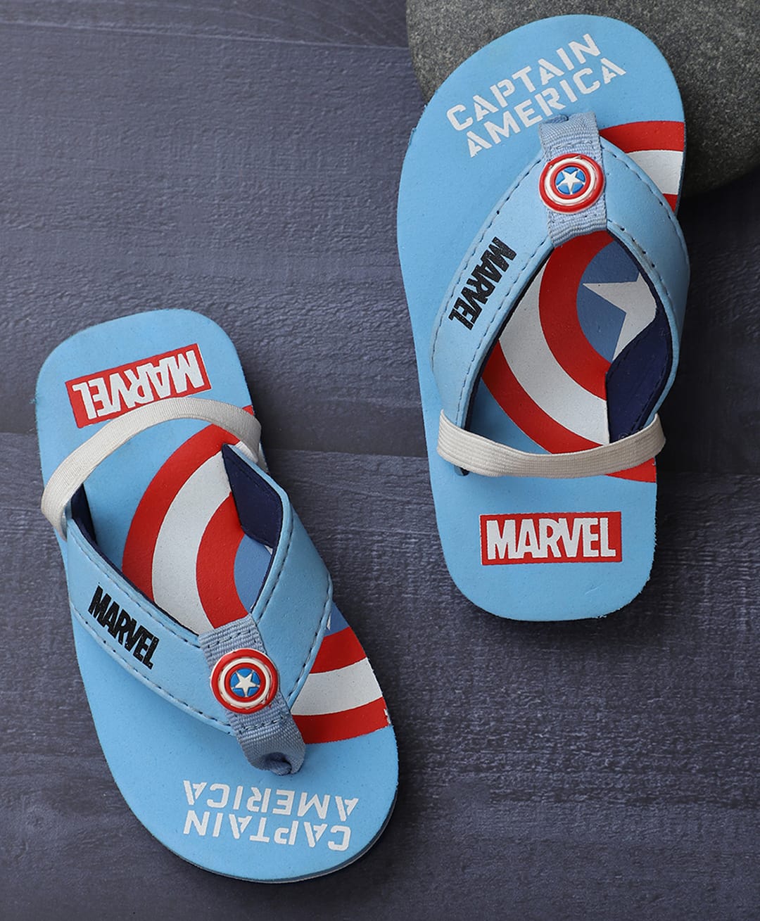 Kidsville Marvel Featuring Captain America Printed Flip Flops - Blue-image-45
