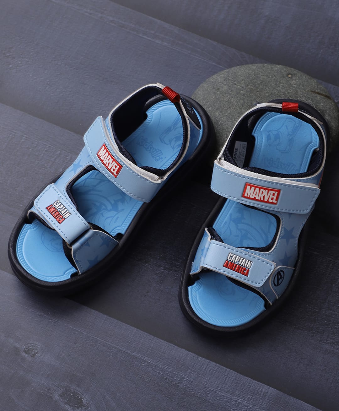 Kidsville Marvel Featuring Captain America Printed Velcro Closure Sandals - Blue-picture-14