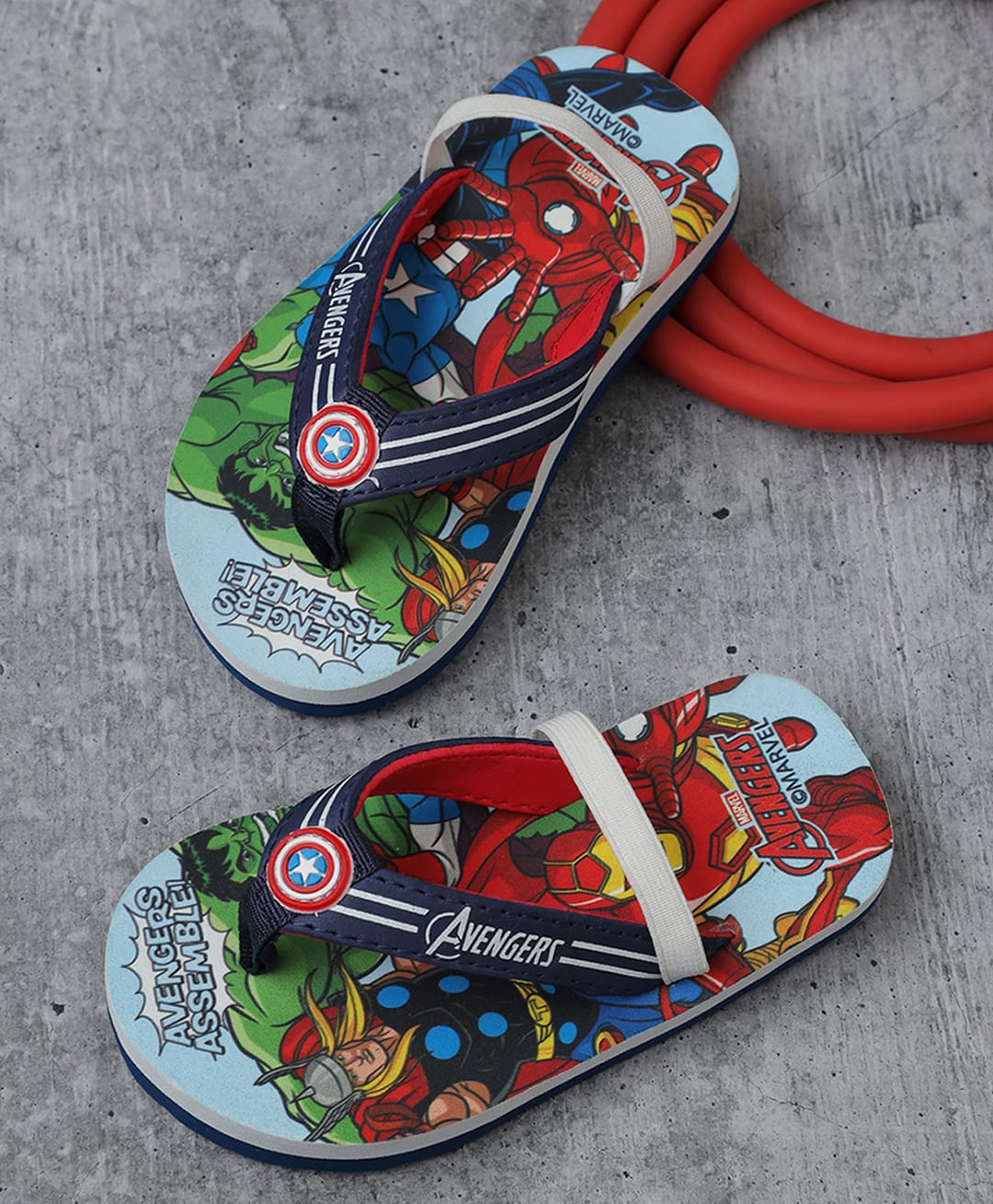 Kidsville Marvel Avengers Featuring Characters Printed Flip Flops - Navy Blue-picture-12